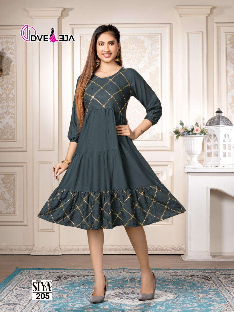 SIYA VOL-2 BY DVEEJA 201 TO 207 SERIES DESIGNER STYLISH FANCY COLORFUL BEAUTIFUL PARTY WEAR & ETHNIC WEAR COLLECTION HEAVY RAYON KURTIS AT WHOLESALE PRICE
