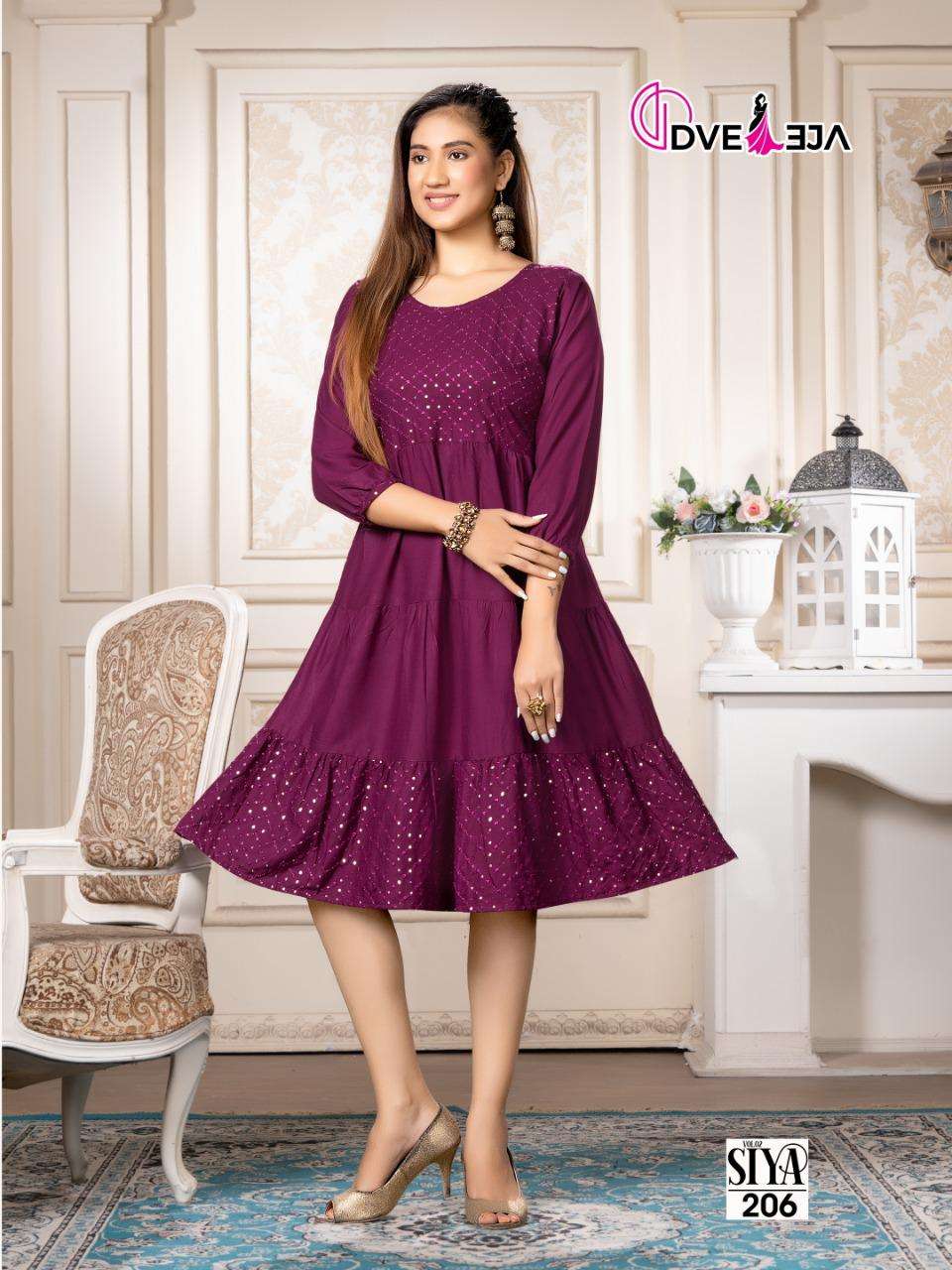 SIYA VOL-2 BY DVEEJA 201 TO 207 SERIES DESIGNER STYLISH FANCY COLORFUL BEAUTIFUL PARTY WEAR & ETHNIC WEAR COLLECTION HEAVY RAYON KURTIS AT WHOLESALE PRICE