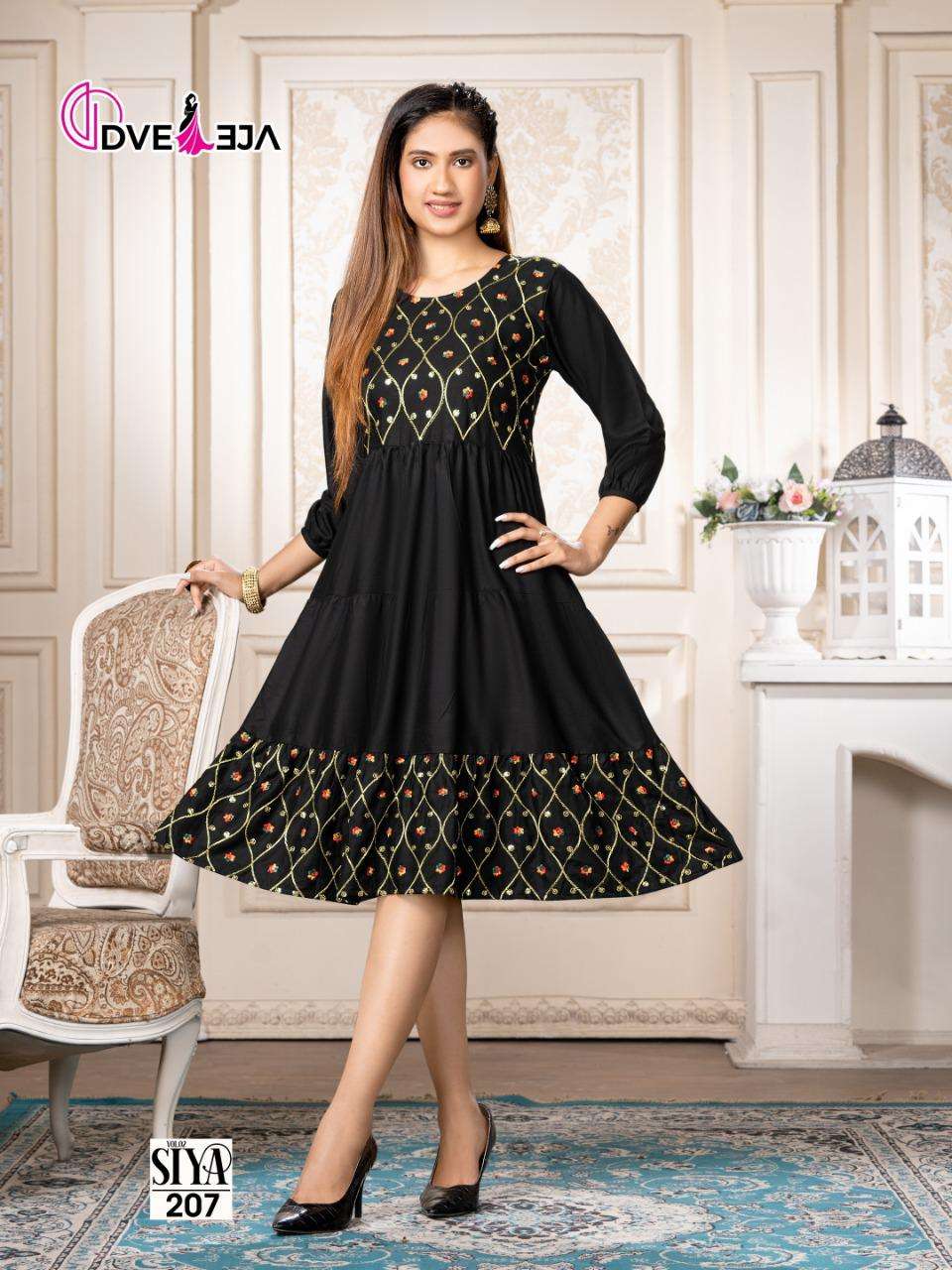SIYA VOL-2 BY DVEEJA 201 TO 207 SERIES DESIGNER STYLISH FANCY COLORFUL BEAUTIFUL PARTY WEAR & ETHNIC WEAR COLLECTION HEAVY RAYON KURTIS AT WHOLESALE PRICE