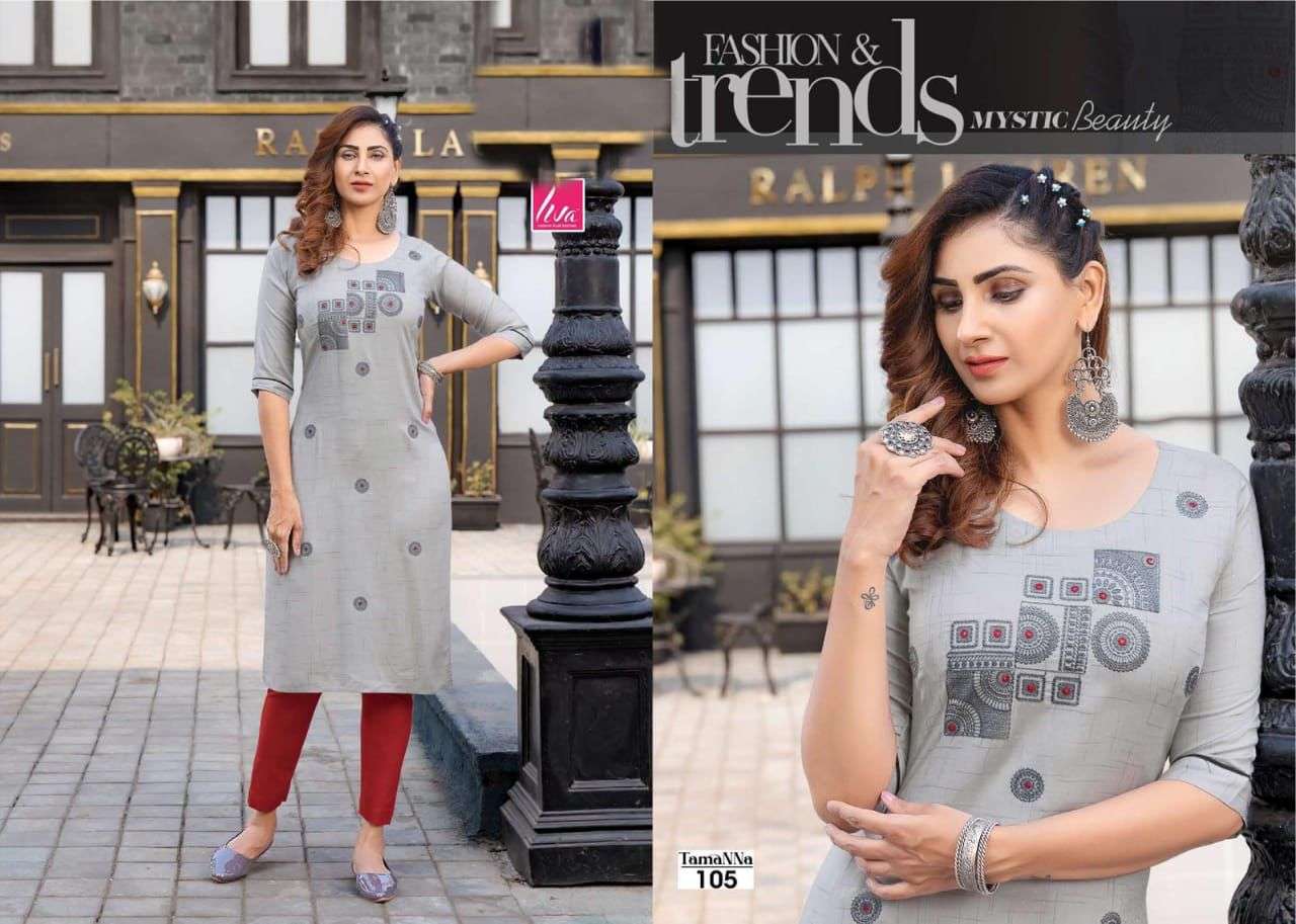 TAMANNA BY LIVA 101 TO 107 SERIES DESIGNER STYLISH FANCY COLORFUL BEAUTIFUL PARTY WEAR & ETHNIC WEAR COLLECTION PURE RAYON KURTIS AT WHOLESALE PRICE