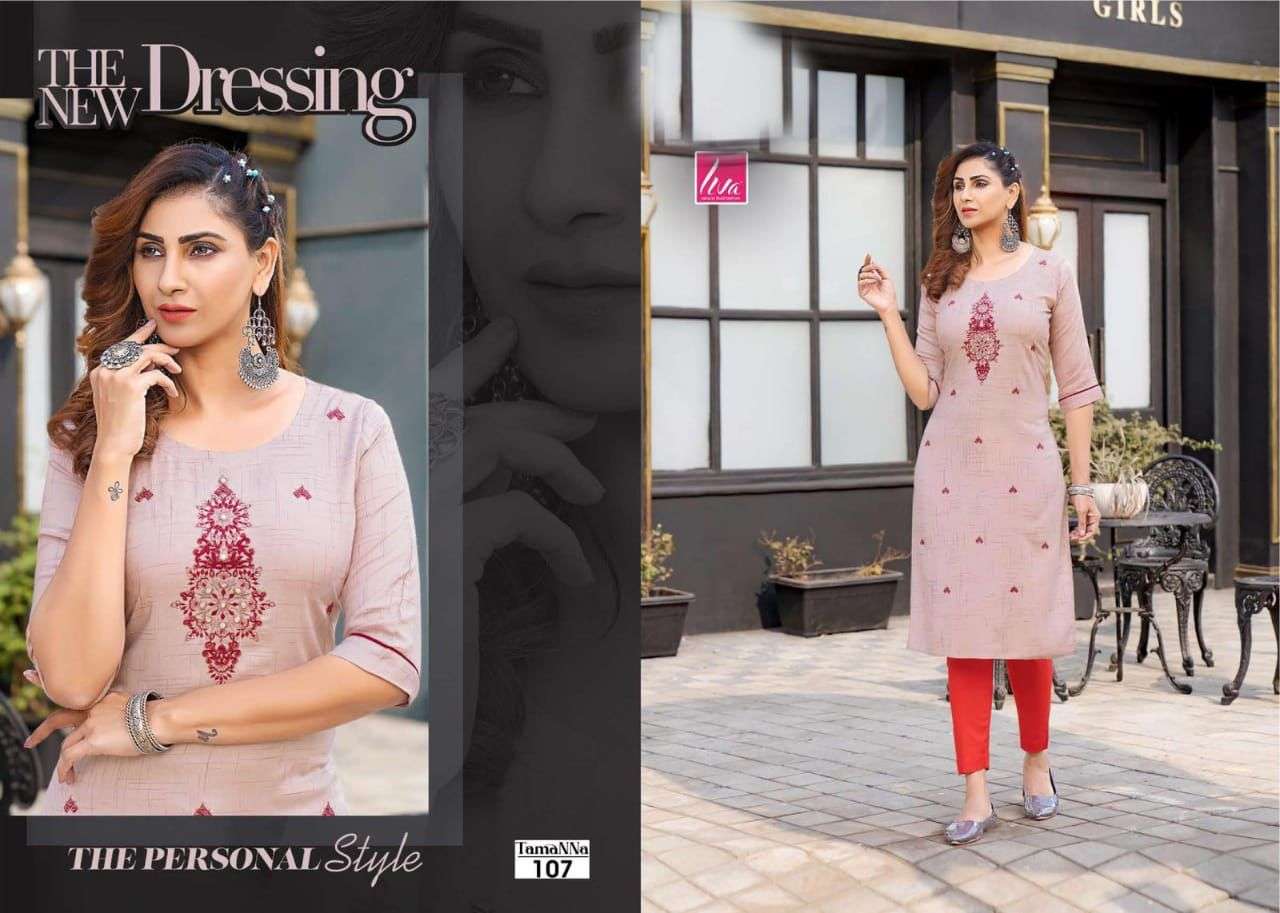 TAMANNA BY LIVA 101 TO 107 SERIES DESIGNER STYLISH FANCY COLORFUL BEAUTIFUL PARTY WEAR & ETHNIC WEAR COLLECTION PURE RAYON KURTIS AT WHOLESALE PRICE
