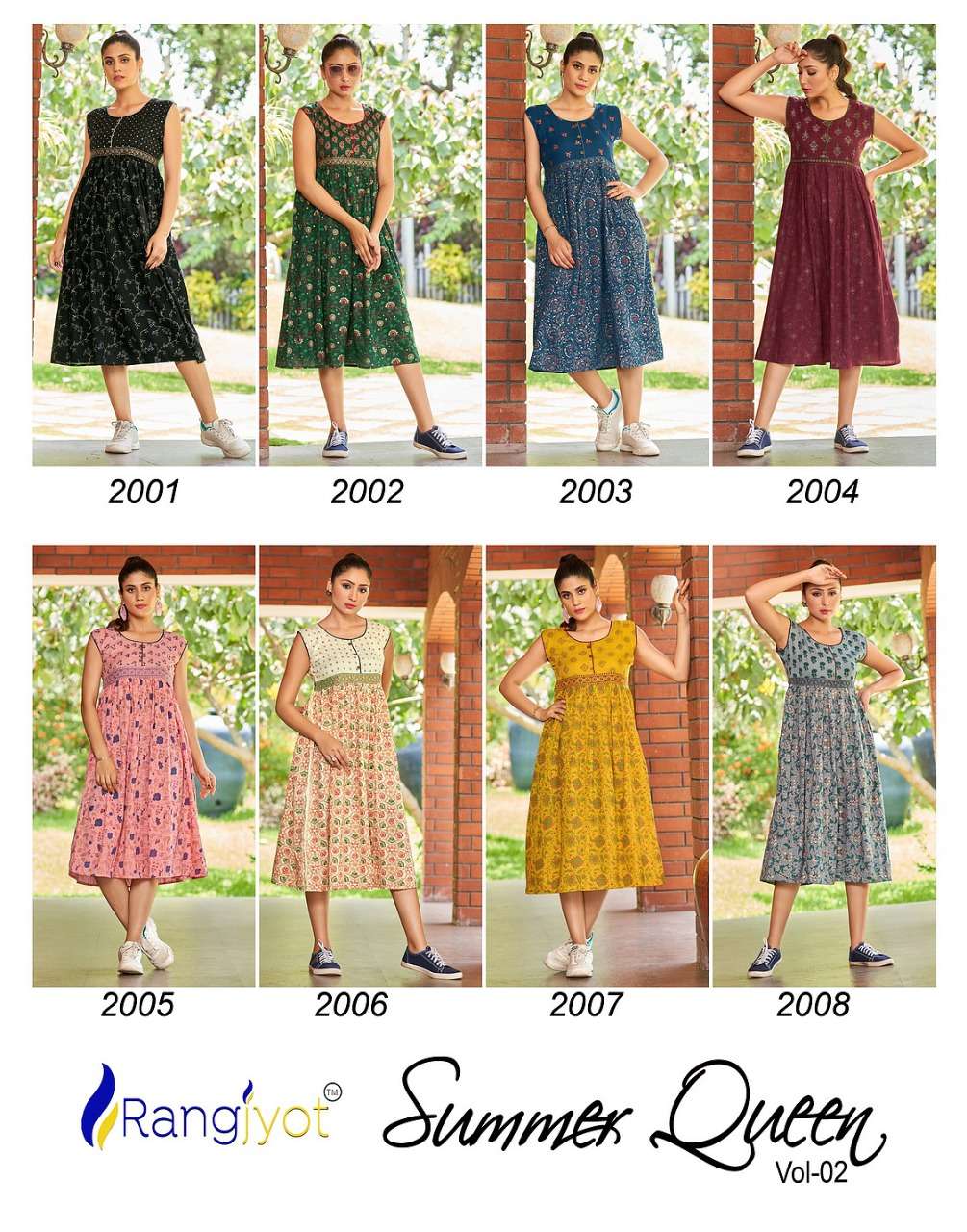 Summer Queen Vol-2 By Rangjyot Fashion 2001 To 2008 Series Designer Stylish Fancy Colorful Beautiful Party Wear & Ethnic Wear Collection Cotton Print Kurtis At Wholesale Price