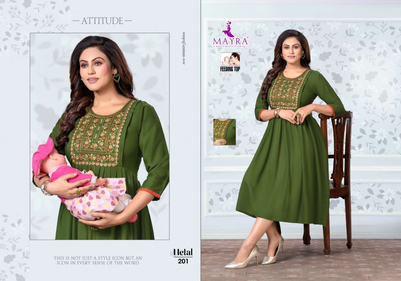HETAL BY MAYRA 201 TO 208 SERIES DESIGNER STYLISH FANCY COLORFUL BEAUTIFUL PARTY WEAR & ETHNIC WEAR COLLECTION RAYON KURTIS AT WHOLESALE PRICE