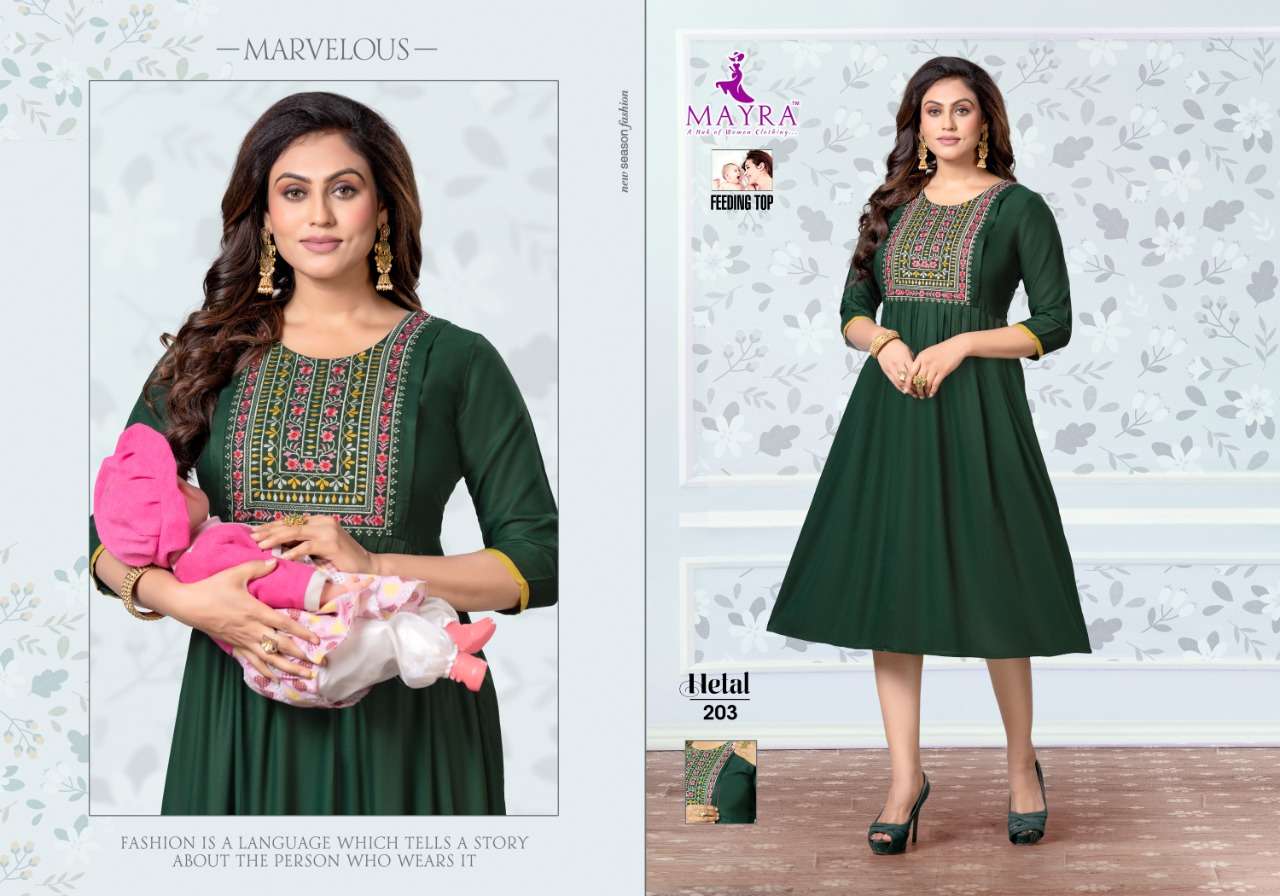 HETAL BY MAYRA 201 TO 208 SERIES DESIGNER STYLISH FANCY COLORFUL BEAUTIFUL PARTY WEAR & ETHNIC WEAR COLLECTION RAYON KURTIS AT WHOLESALE PRICE