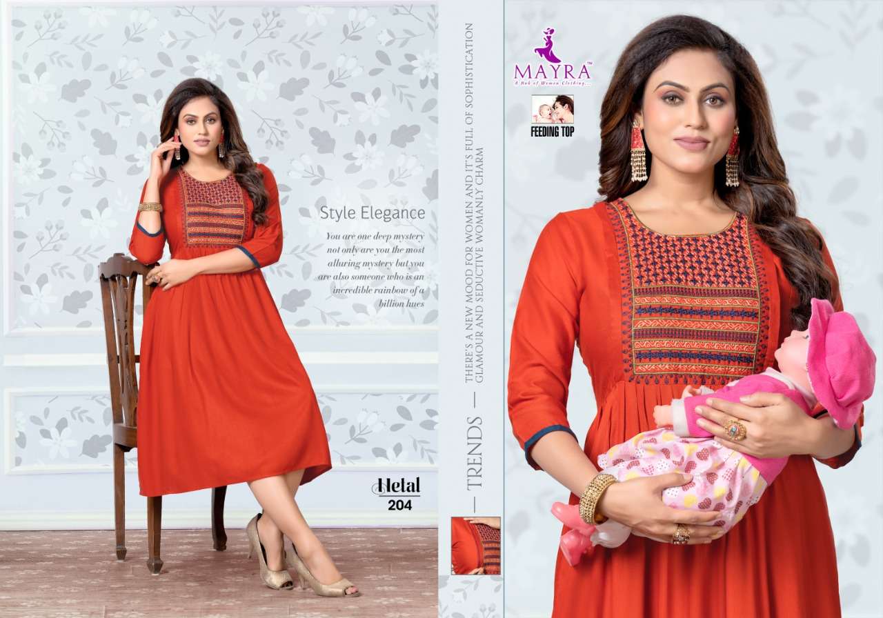 HETAL BY MAYRA 201 TO 208 SERIES DESIGNER STYLISH FANCY COLORFUL BEAUTIFUL PARTY WEAR & ETHNIC WEAR COLLECTION RAYON KURTIS AT WHOLESALE PRICE