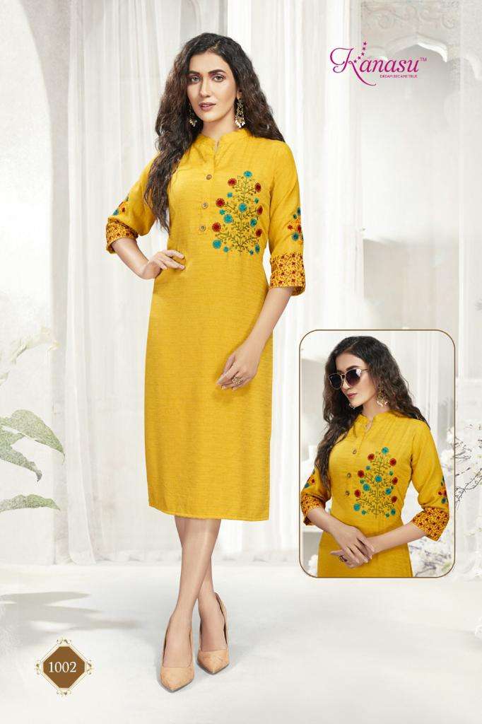 ROOHI VOL-2 BY KANASU 1001 TO 1008 SERIES DESIGNER STYLISH FANCY COLORFUL BEAUTIFUL PARTY WEAR & ETHNIC WEAR COLLECTION RAYON WITH WORK KURTIS AT WHOLESALE PRICE