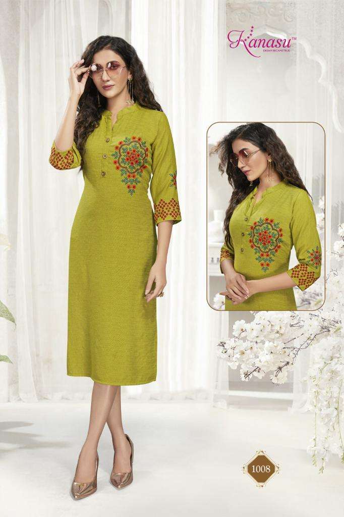 ROOHI VOL-2 BY KANASU 1001 TO 1008 SERIES DESIGNER STYLISH FANCY COLORFUL BEAUTIFUL PARTY WEAR & ETHNIC WEAR COLLECTION RAYON WITH WORK KURTIS AT WHOLESALE PRICE
