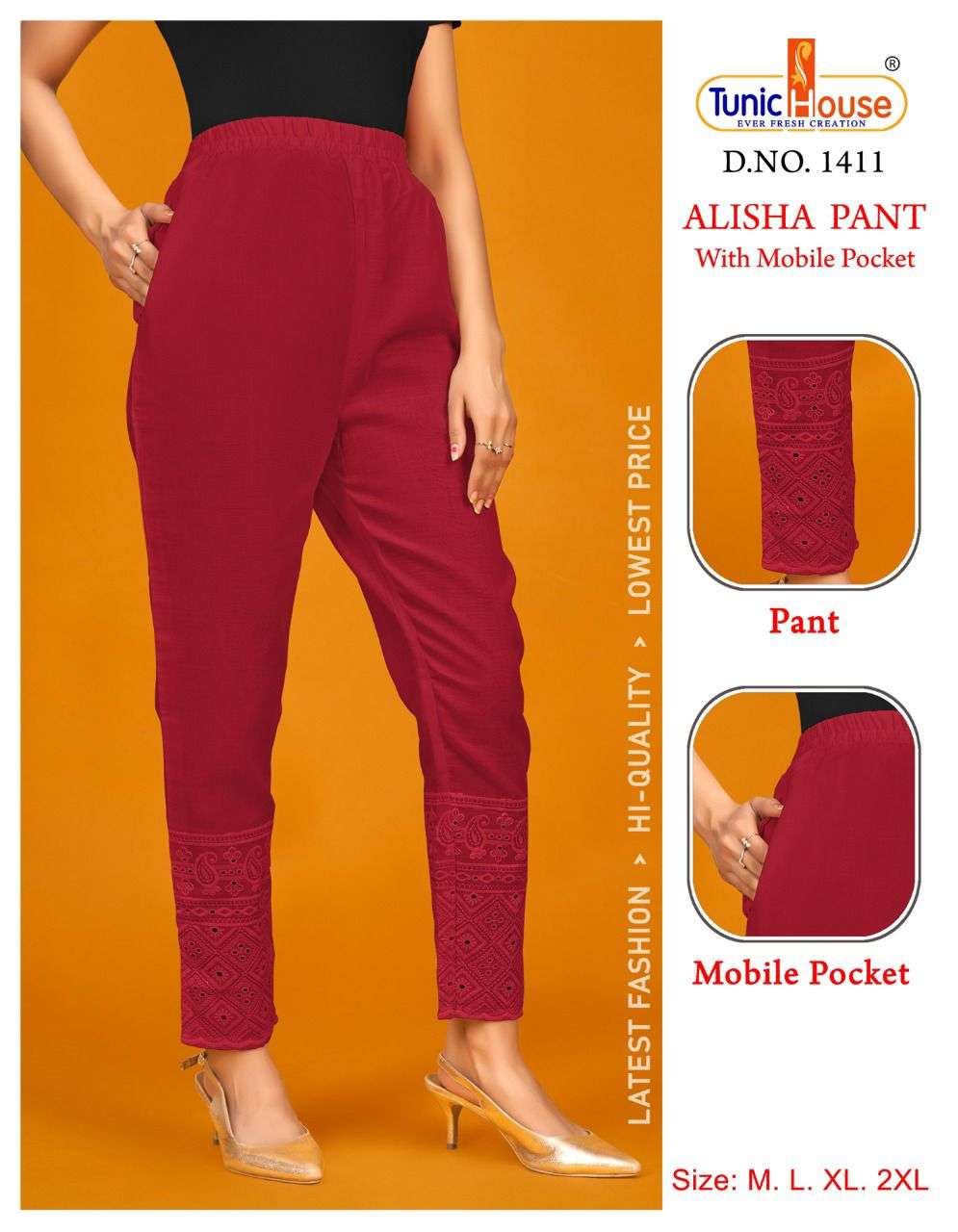 ALISHA PANT BY TUNIC HOUSE STYLISH FANCY BEAUTIFUL COLORFUL CASUAL WEAR & ETHNIC WEAR COTTON JEGGINGS AT WHOLESALE PRICE