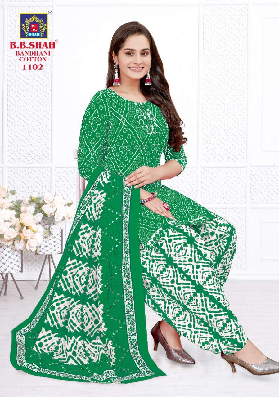 BANDHANI COTTON VOL-1 BY B B SHAH 1101 TO 1115 SERIES BEAUTIFUL PATIYALA SUITS COLORFUL STYLISH FANCY CASUAL WEAR & ETHNIC WEAR COTTON PRINT DRESSES AT WHOLESALE PRICE