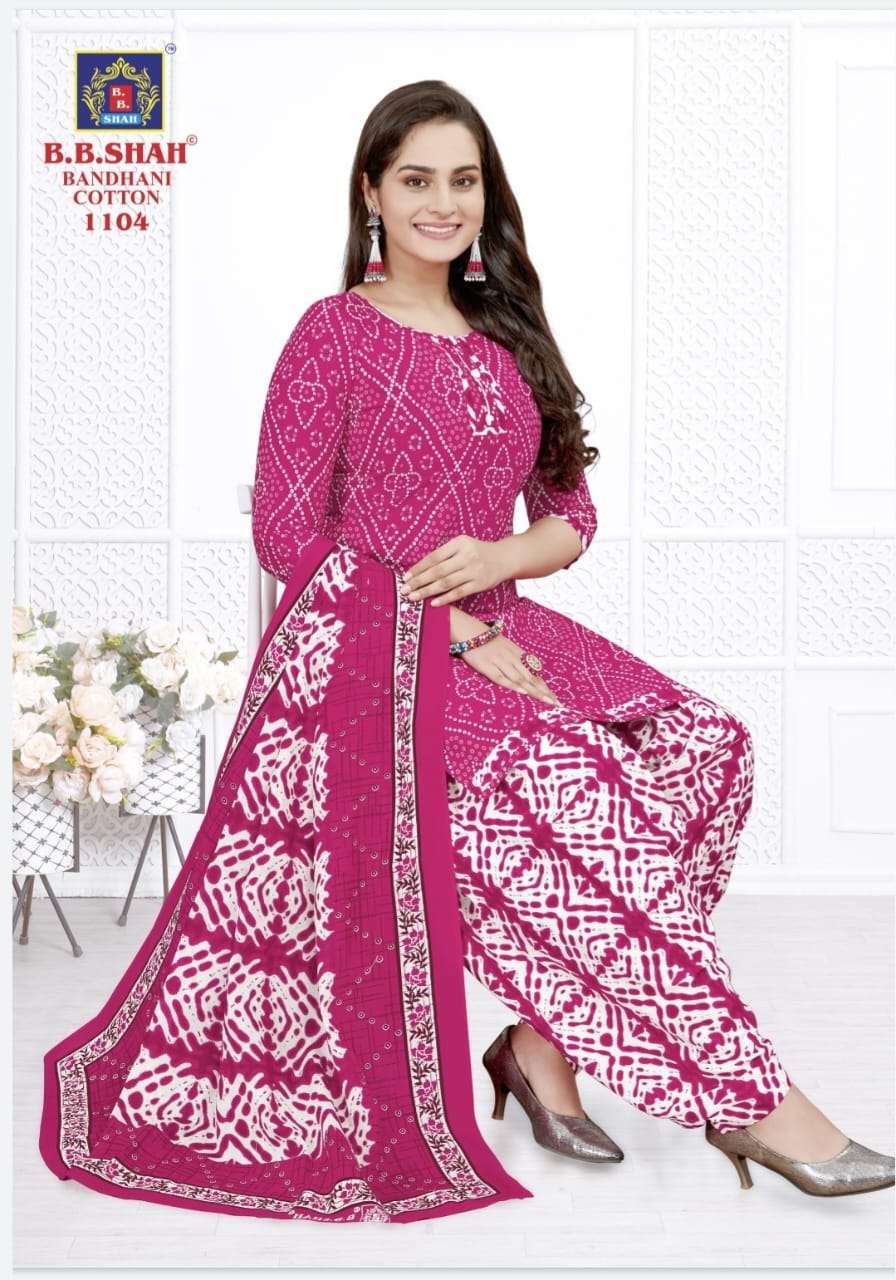 BANDHANI COTTON VOL-1 BY B B SHAH 1101 TO 1115 SERIES BEAUTIFUL PATIYALA SUITS COLORFUL STYLISH FANCY CASUAL WEAR & ETHNIC WEAR COTTON PRINT DRESSES AT WHOLESALE PRICE