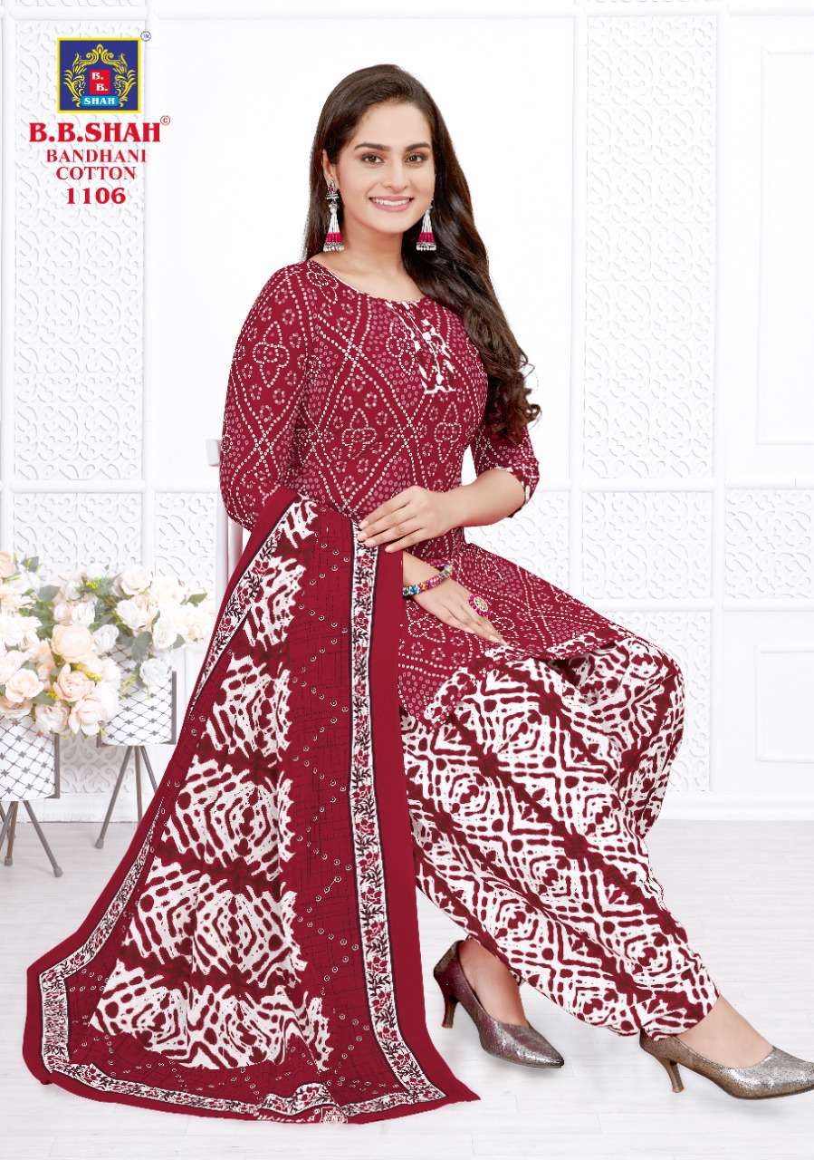 BANDHANI COTTON VOL-1 BY B B SHAH 1101 TO 1115 SERIES BEAUTIFUL PATIYALA SUITS COLORFUL STYLISH FANCY CASUAL WEAR & ETHNIC WEAR COTTON PRINT DRESSES AT WHOLESALE PRICE
