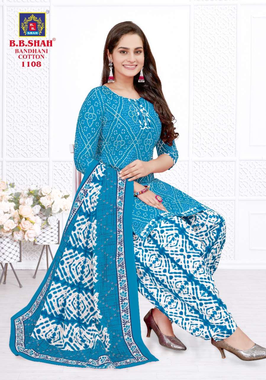 BANDHANI COTTON VOL-1 BY B B SHAH 1101 TO 1115 SERIES BEAUTIFUL PATIYALA SUITS COLORFUL STYLISH FANCY CASUAL WEAR & ETHNIC WEAR COTTON PRINT DRESSES AT WHOLESALE PRICE