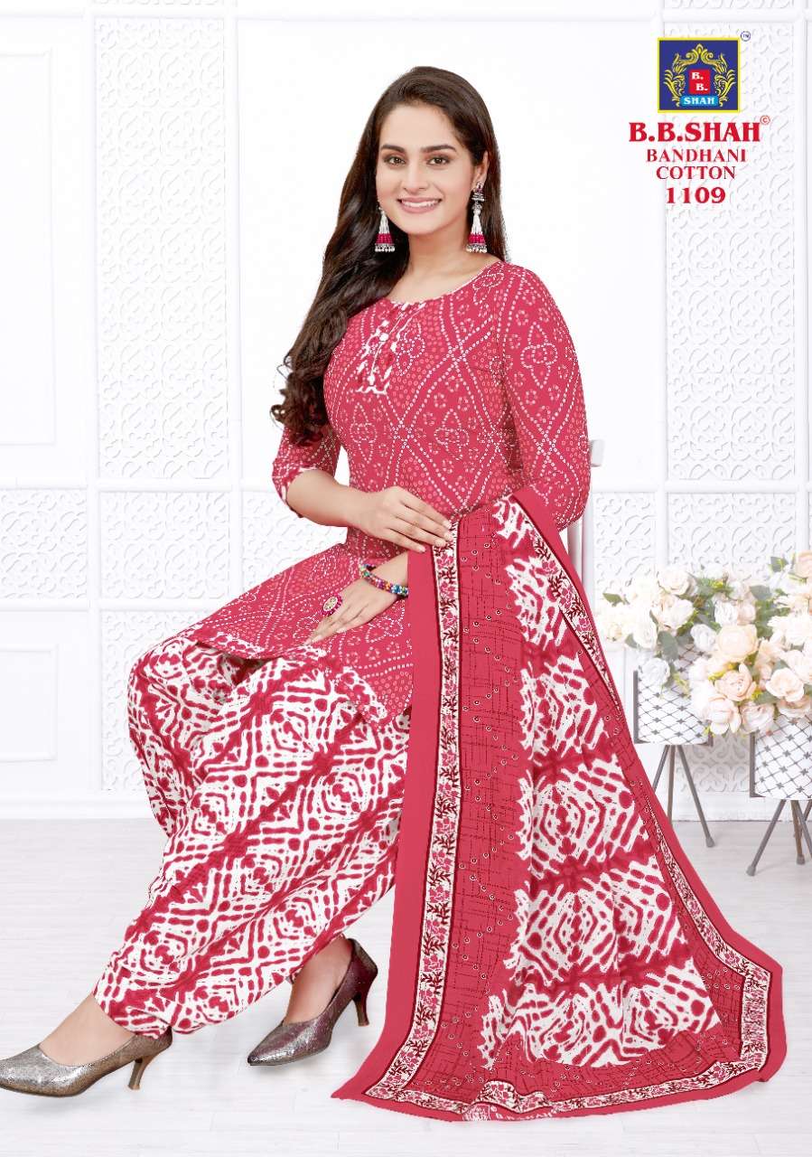 BANDHANI COTTON VOL-1 BY B B SHAH 1101 TO 1115 SERIES BEAUTIFUL PATIYALA SUITS COLORFUL STYLISH FANCY CASUAL WEAR & ETHNIC WEAR COTTON PRINT DRESSES AT WHOLESALE PRICE