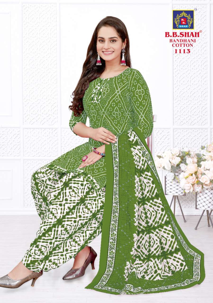 BANDHANI COTTON VOL-1 BY B B SHAH 1101 TO 1115 SERIES BEAUTIFUL PATIYALA SUITS COLORFUL STYLISH FANCY CASUAL WEAR & ETHNIC WEAR COTTON PRINT DRESSES AT WHOLESALE PRICE