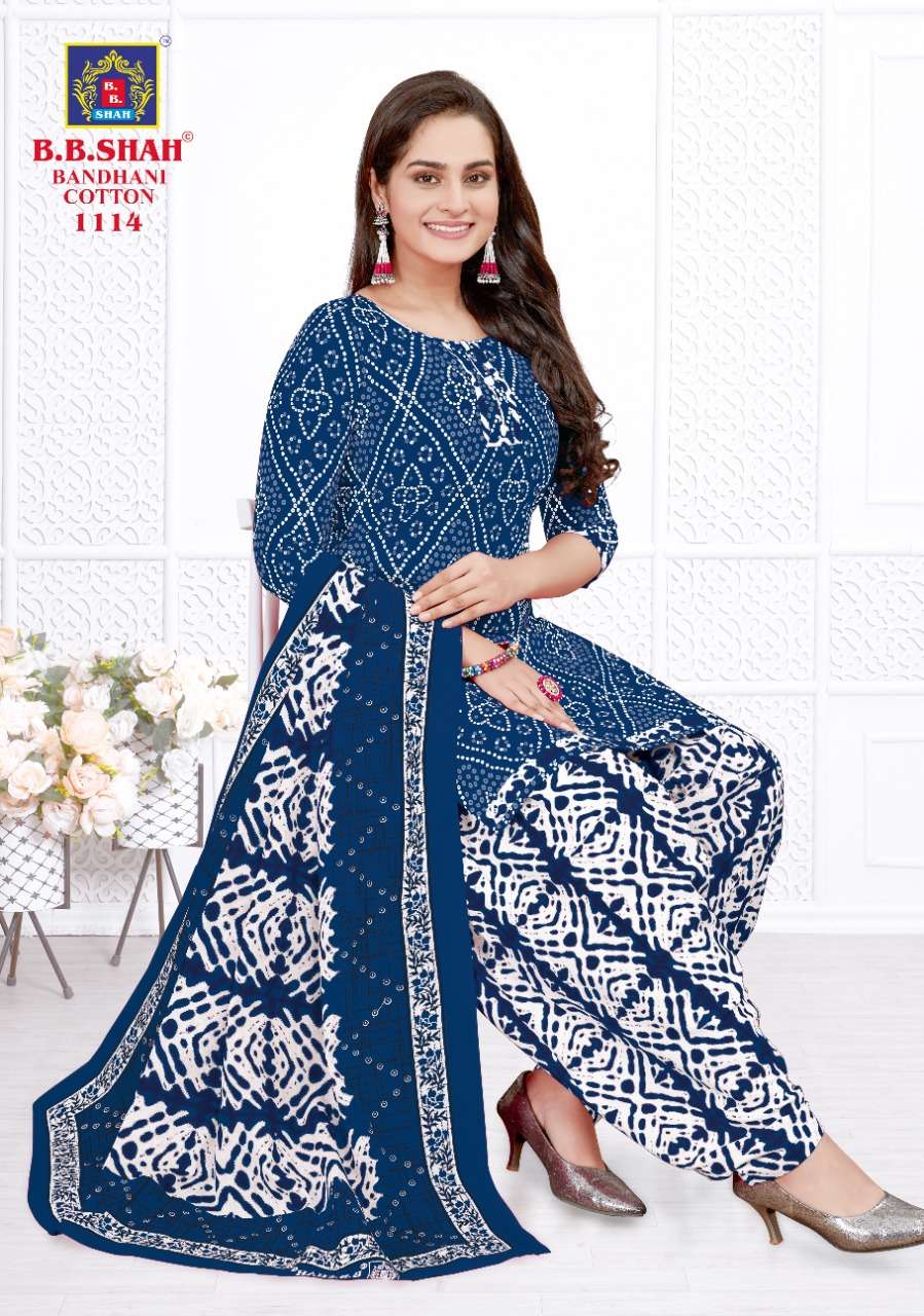 BANDHANI COTTON VOL-1 BY B B SHAH 1101 TO 1115 SERIES BEAUTIFUL PATIYALA SUITS COLORFUL STYLISH FANCY CASUAL WEAR & ETHNIC WEAR COTTON PRINT DRESSES AT WHOLESALE PRICE