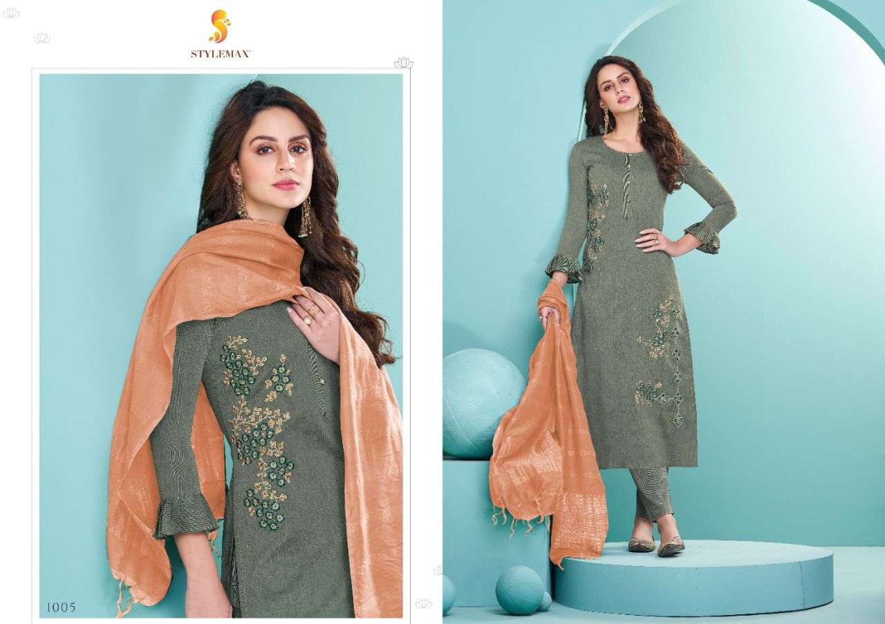 ANVISHA BY STYLEMAX 1001 TO 1005 SERIES BEAUTIFUL SUITS COLORFUL STYLISH FANCY CASUAL WEAR & ETHNIC WEAR HEAVY COTTON DRESSES AT WHOLESALE PRICE