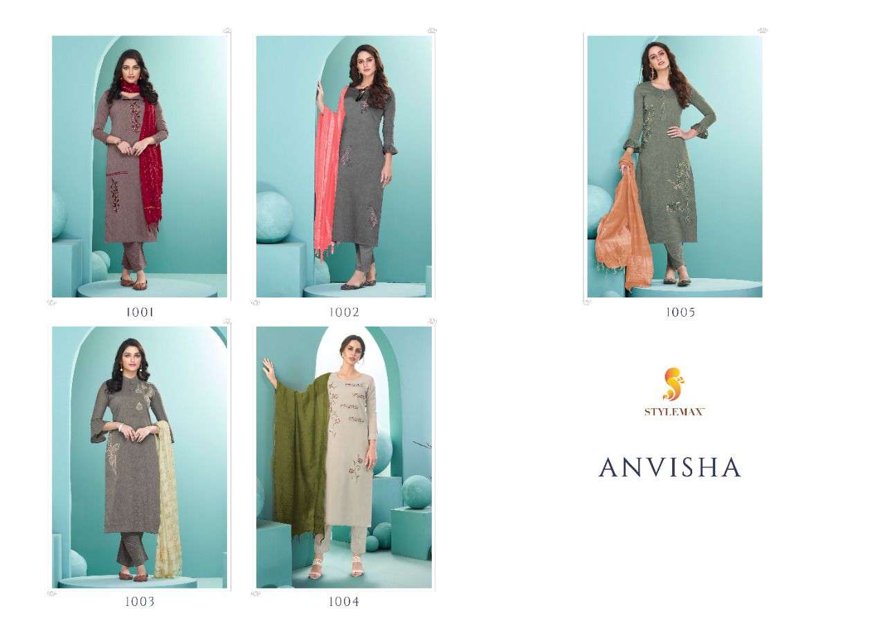 ANVISHA BY STYLEMAX 1001 TO 1005 SERIES BEAUTIFUL SUITS COLORFUL STYLISH FANCY CASUAL WEAR & ETHNIC WEAR HEAVY COTTON DRESSES AT WHOLESALE PRICE