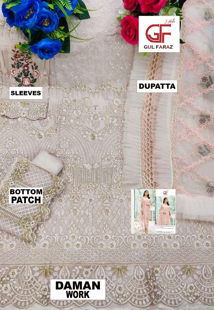 GUL FARAZ 517 COLOURS BY GUL FARAZ 517-A TO 517-D SERIES BEAUTIFUL PAKISTANI SUITS COLORFUL STYLISH FANCY CASUAL WEAR & ETHNIC WEAR GEORGETTE EMBROIDERED DRESSES AT WHOLESALE PRICE