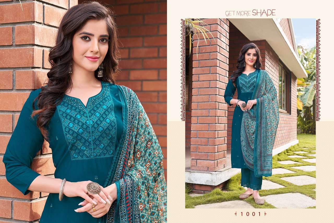 KALISTA BY HARIYAALI 1001 TO 1008 SERIES BEAUTIFUL SUITS COLORFUL STYLISH FANCY CASUAL WEAR & ETHNIC WEAR VISCOSE SILK DRESSES AT WHOLESALE PRICE