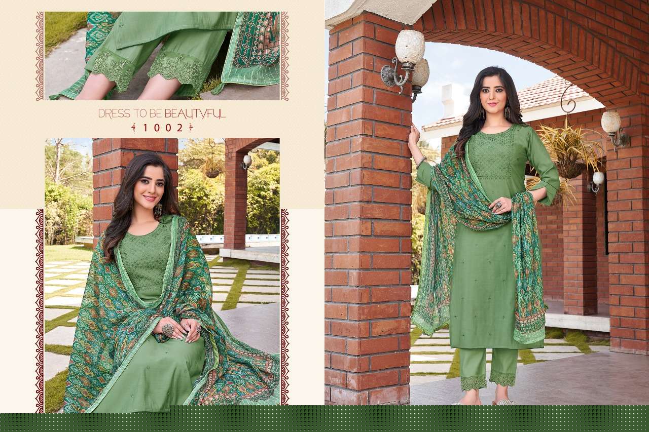 KALISTA BY HARIYAALI 1001 TO 1008 SERIES BEAUTIFUL SUITS COLORFUL STYLISH FANCY CASUAL WEAR & ETHNIC WEAR VISCOSE SILK DRESSES AT WHOLESALE PRICE