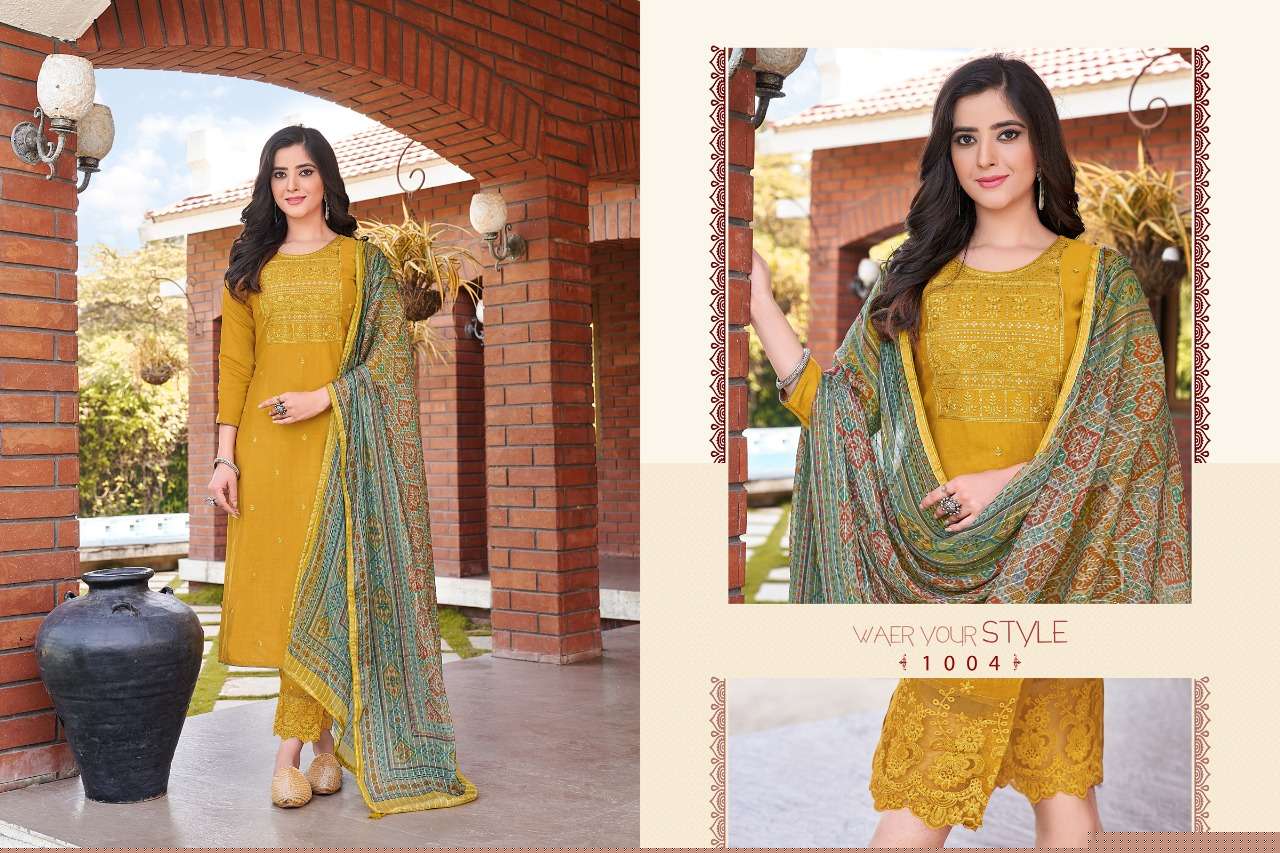 KALISTA BY HARIYAALI 1001 TO 1008 SERIES BEAUTIFUL SUITS COLORFUL STYLISH FANCY CASUAL WEAR & ETHNIC WEAR VISCOSE SILK DRESSES AT WHOLESALE PRICE