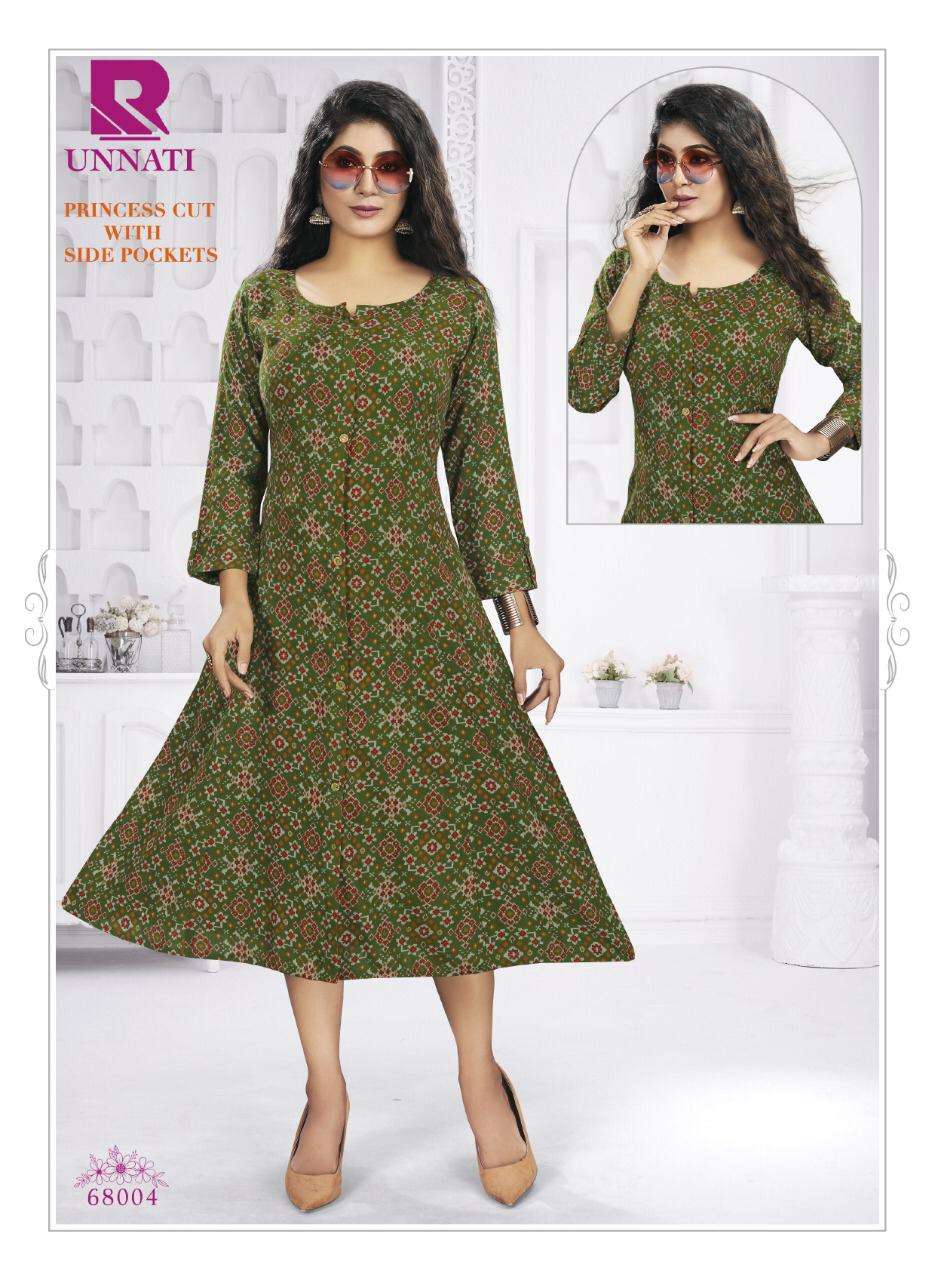 UNNATI BY RAASHI 68001 TO 68008 SERIES DESIGNER STYLISH FANCY COLORFUL BEAUTIFUL PARTY WEAR & ETHNIC WEAR COLLECTION PURE RAYON KURTIS AT WHOLESALE PRICE