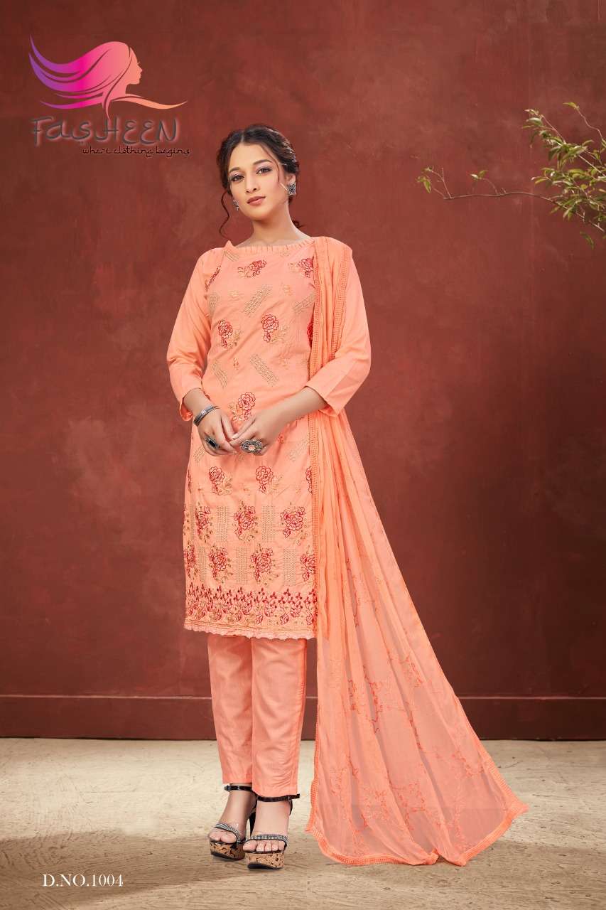 NATASHA BY FASHEEN 1001 TO 1006 SERIES BEAUTIFUL SUITS COLORFUL STYLISH FANCY CASUAL WEAR & ETHNIC WEAR COTTON WITH WORK DRESSES AT WHOLESALE PRICE