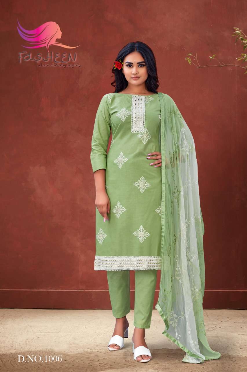 NATASHA BY FASHEEN 1001 TO 1006 SERIES BEAUTIFUL SUITS COLORFUL STYLISH FANCY CASUAL WEAR & ETHNIC WEAR COTTON WITH WORK DRESSES AT WHOLESALE PRICE