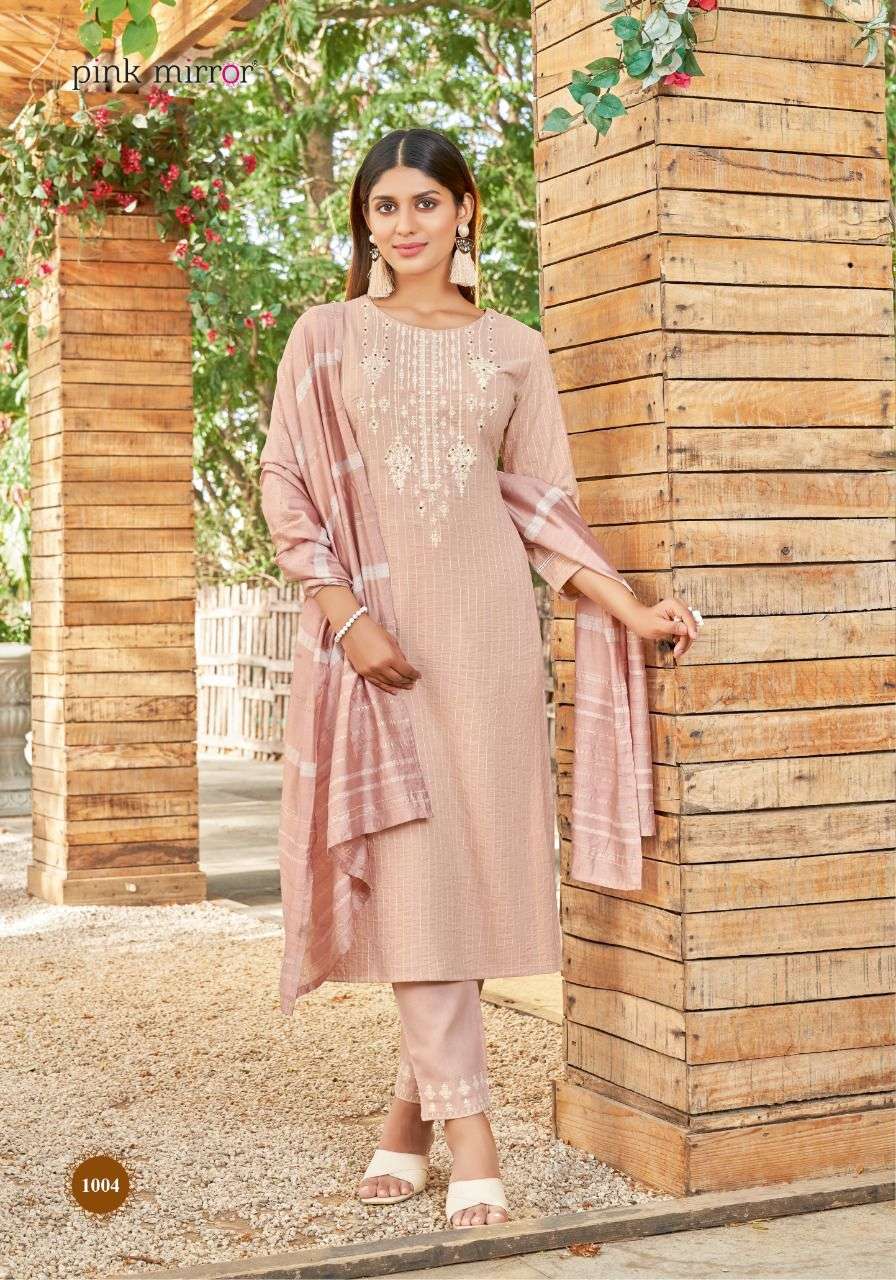 PEARL BY PINK MIRROR 1001 TO 1006 SERIES BEAUTIFUL SUITS COLORFUL STYLISH FANCY CASUAL WEAR & ETHNIC WEAR VISCOSE EMBROIDERED DRESSES AT WHOLESALE PRICE