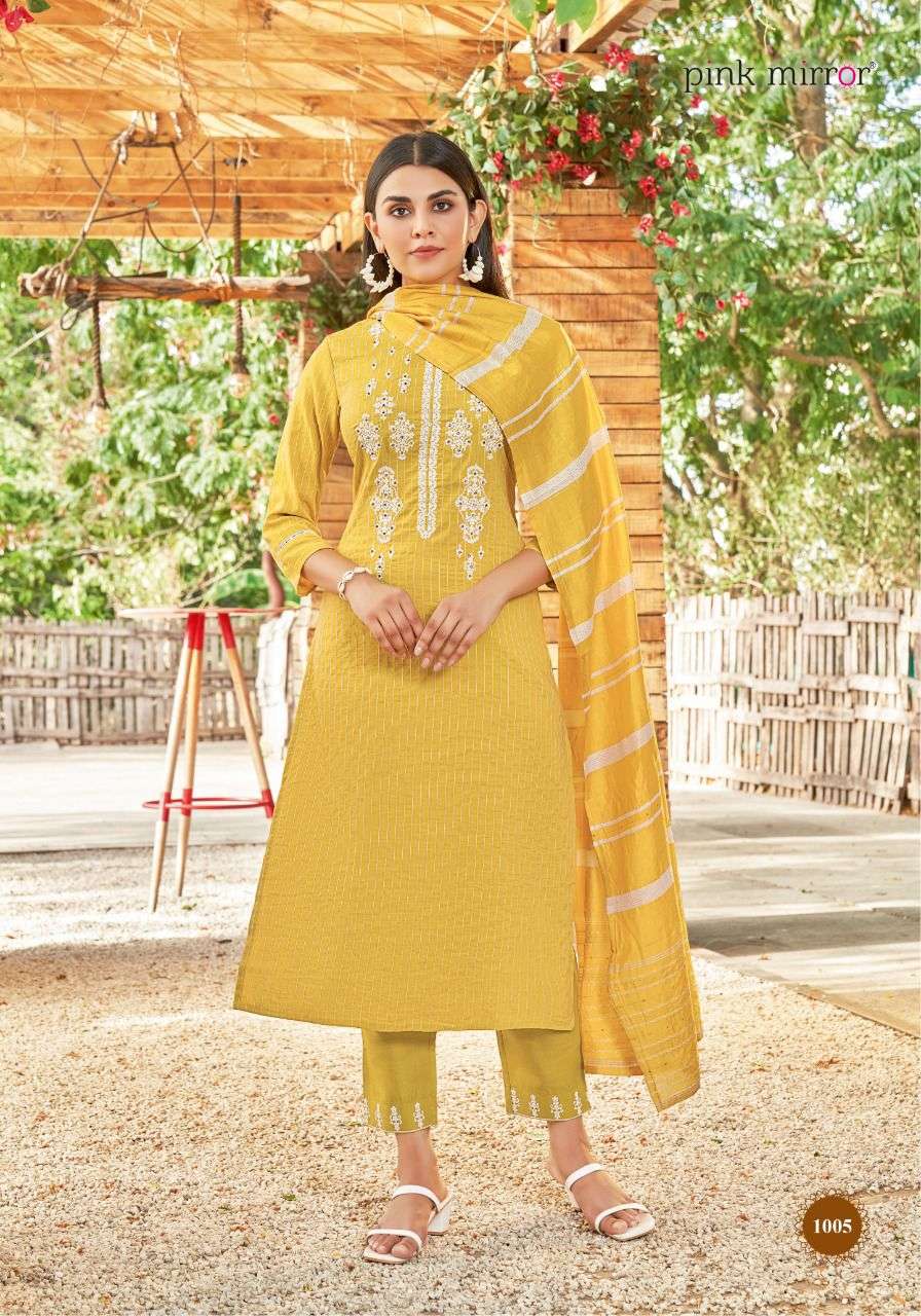 PEARL BY PINK MIRROR 1001 TO 1006 SERIES BEAUTIFUL SUITS COLORFUL STYLISH FANCY CASUAL WEAR & ETHNIC WEAR VISCOSE EMBROIDERED DRESSES AT WHOLESALE PRICE