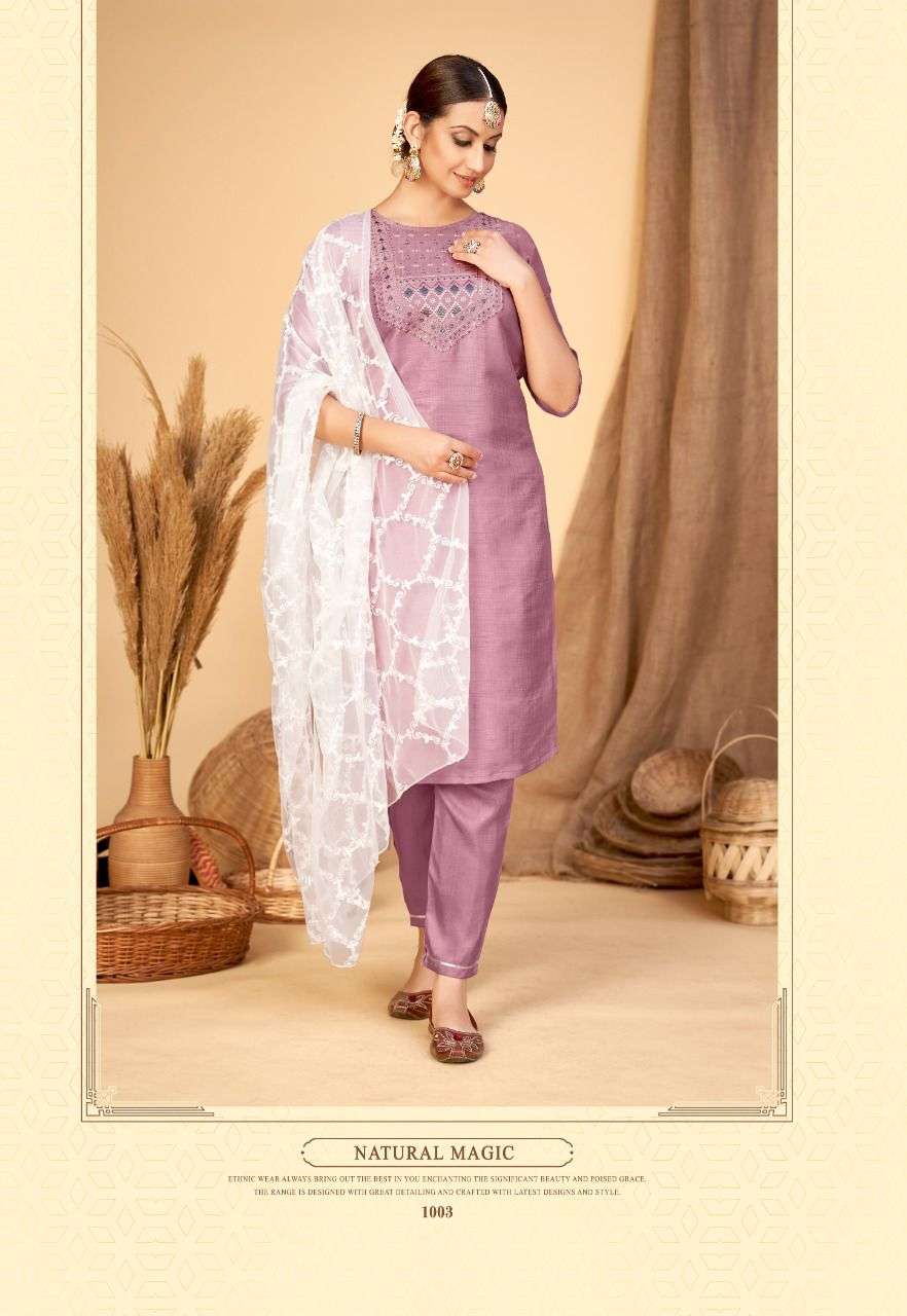 NAARI BY RAZZO EXPORTS 1001 TO 1006 SERIES BEAUTIFUL SUITS COLORFUL STYLISH FANCY CASUAL WEAR & ETHNIC WEAR SILK DRESSES AT WHOLESALE PRICE