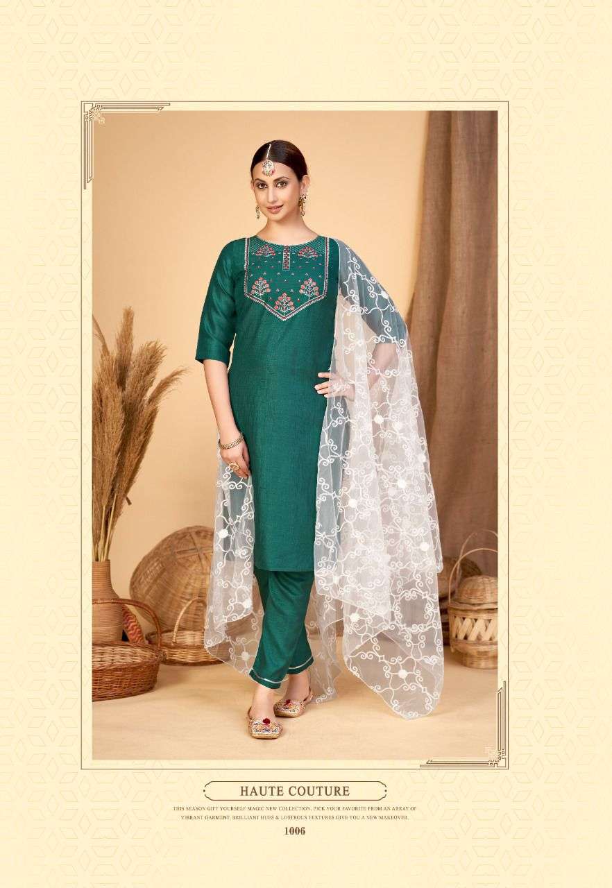 NAARI BY RAZZO EXPORTS 1001 TO 1006 SERIES BEAUTIFUL SUITS COLORFUL STYLISH FANCY CASUAL WEAR & ETHNIC WEAR SILK DRESSES AT WHOLESALE PRICE