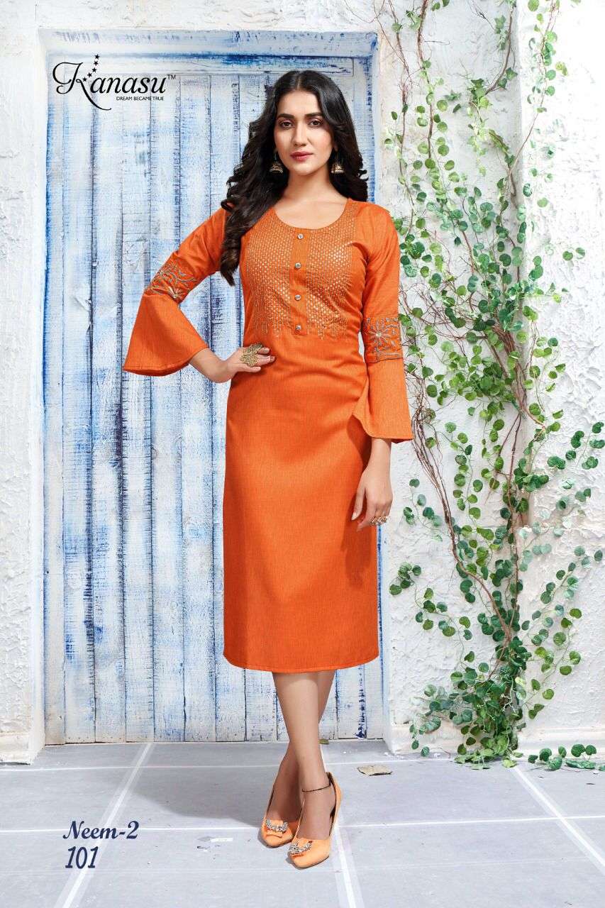 NEEM VOL-2 BY KANASU 101 TO 108 SERIES DESIGNER STYLISH FANCY COLORFUL BEAUTIFUL PARTY WEAR & ETHNIC WEAR COLLECTION PURE RAYON KURTIS AT WHOLESALE PRICE