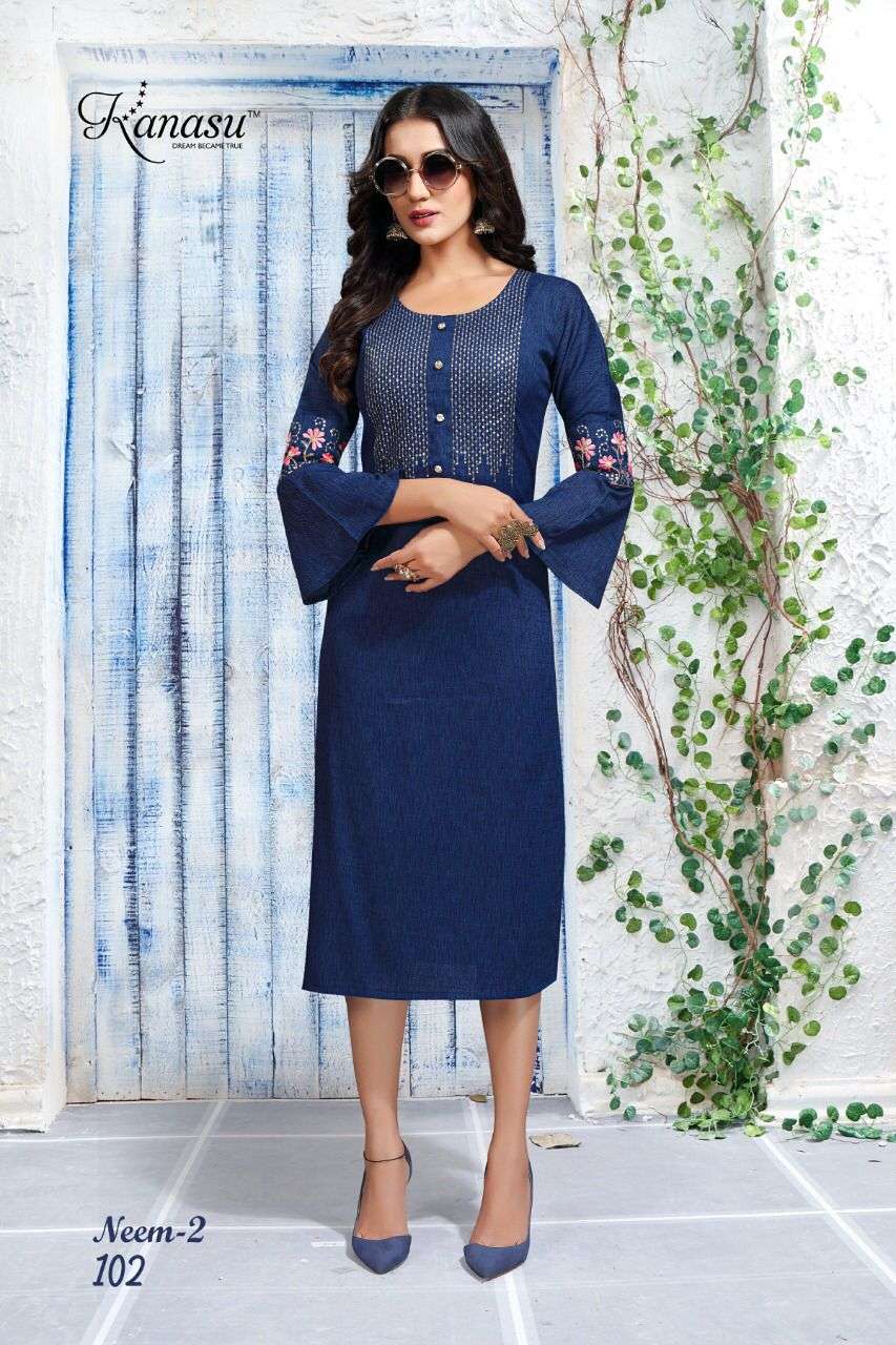NEEM VOL-2 BY KANASU 101 TO 108 SERIES DESIGNER STYLISH FANCY COLORFUL BEAUTIFUL PARTY WEAR & ETHNIC WEAR COLLECTION PURE RAYON KURTIS AT WHOLESALE PRICE