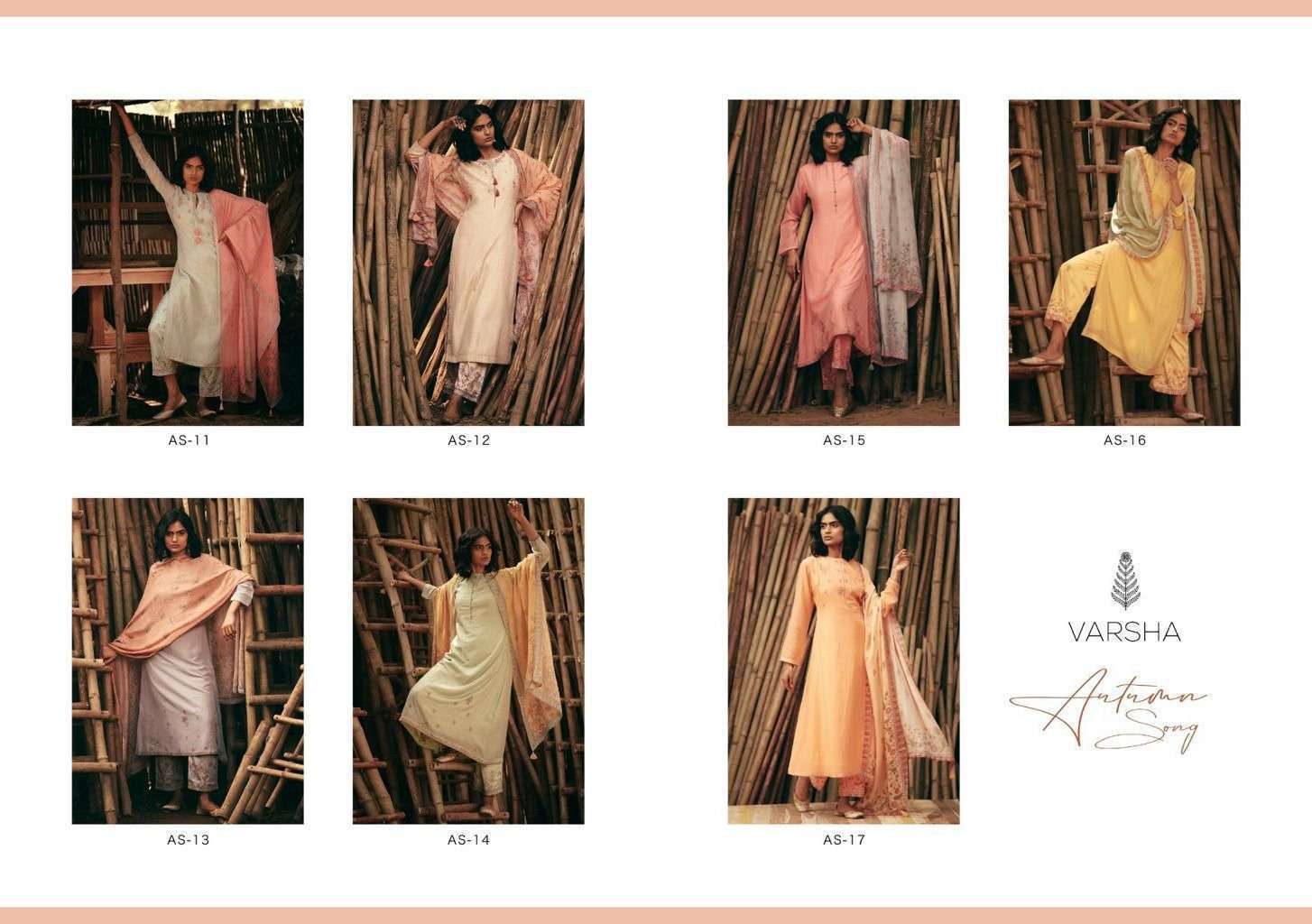 AUTOMN SONG BY VARSHA FASHION 11 TO 17 SERIES BEAUTIFUL SUITS COLORFUL STYLISH FANCY CASUAL WEAR & ETHNIC WEAR LINEN EMBROIDERED DRESSES AT WHOLESALE PRICE