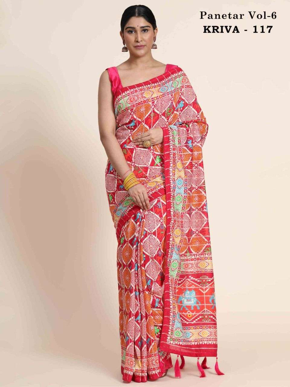 PANETAR VOL-6 BY KRIVA 117 TO 122 SERIES INDIAN TRADITIONAL WEAR COLLECTION BEAUTIFUL STYLISH FANCY COLORFUL PARTY WEAR & OCCASIONAL WEAR CHANDERI COTTON SAREES AT WHOLESALE PRICE
