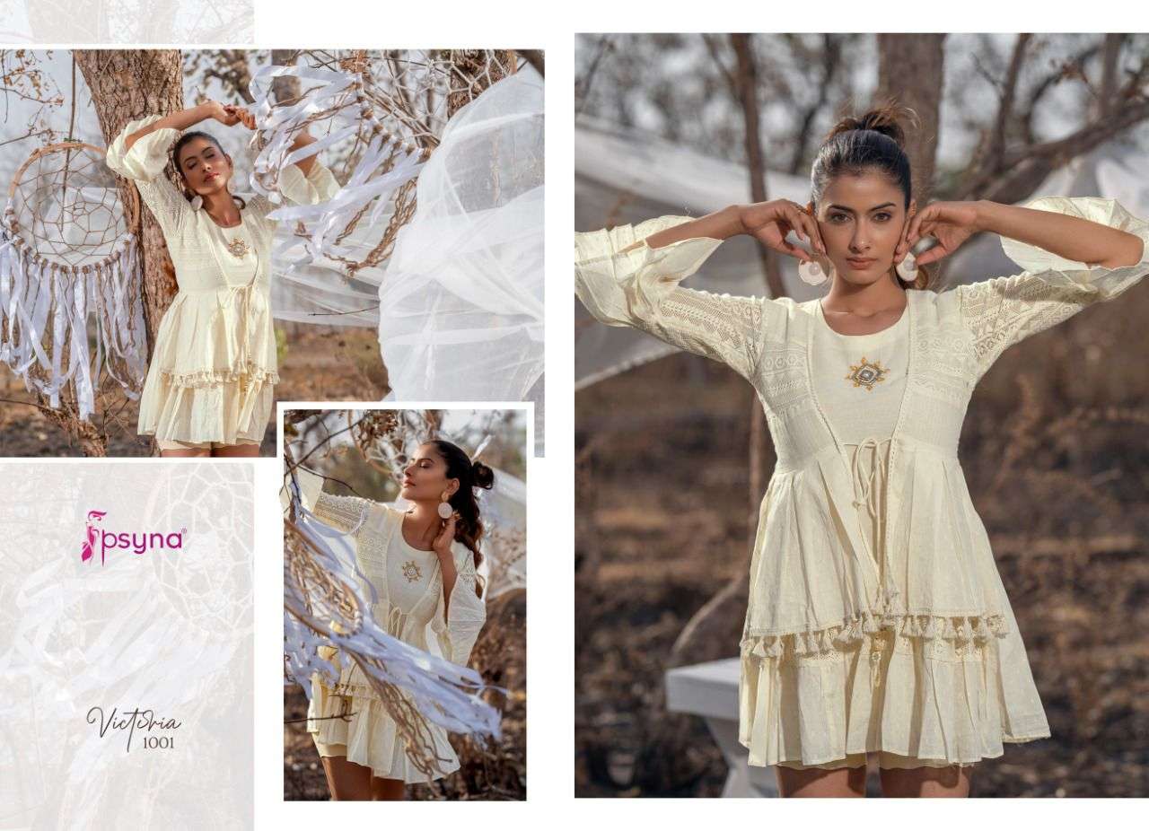 VICTORIA BY PSYNA 1001 TO 1006 SERIES DESIGNER STYLISH FANCY COLORFUL BEAUTIFUL PARTY WEAR & ETHNIC WEAR COLLECTION COTTON EMBROIDERED KURTIS AT WHOLESALE PRICE