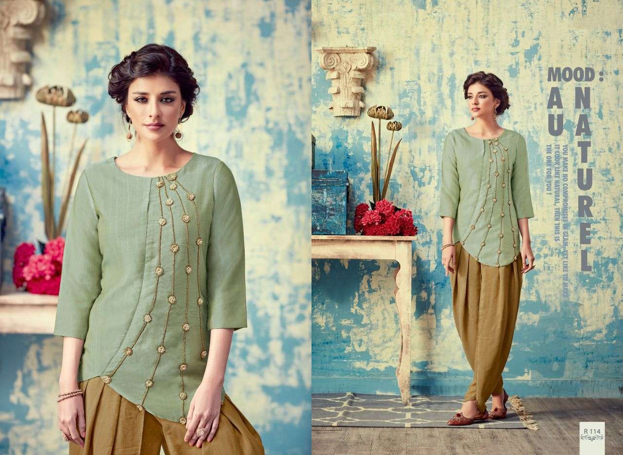 FLEUR BY NIMAYAA DESIGNER STYLISH FANCY COLORFUL BEAUTIFUL PARTY WEAR & ETHNIC WEAR COLLECTION SILK KURTIS WITH BOTTOM AT WHOLESALE PRICE