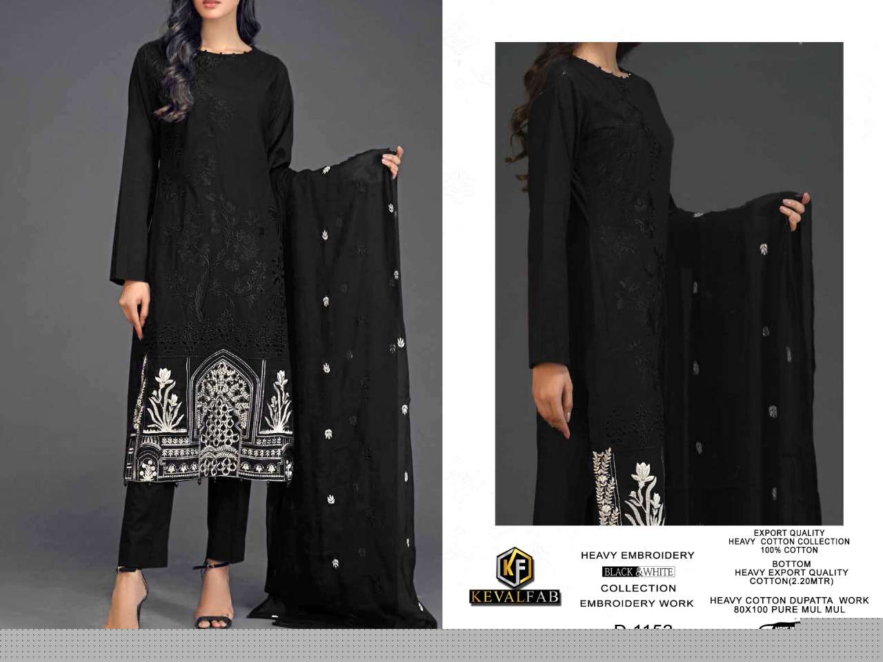Black And White By Keval Fab 1151 To 1154 Series Beautiful Suits Colorful Stylish Fancy Casual Wear & Ethnic Wear Viscose Lurex Foil Print Dresses At Wholesale Price