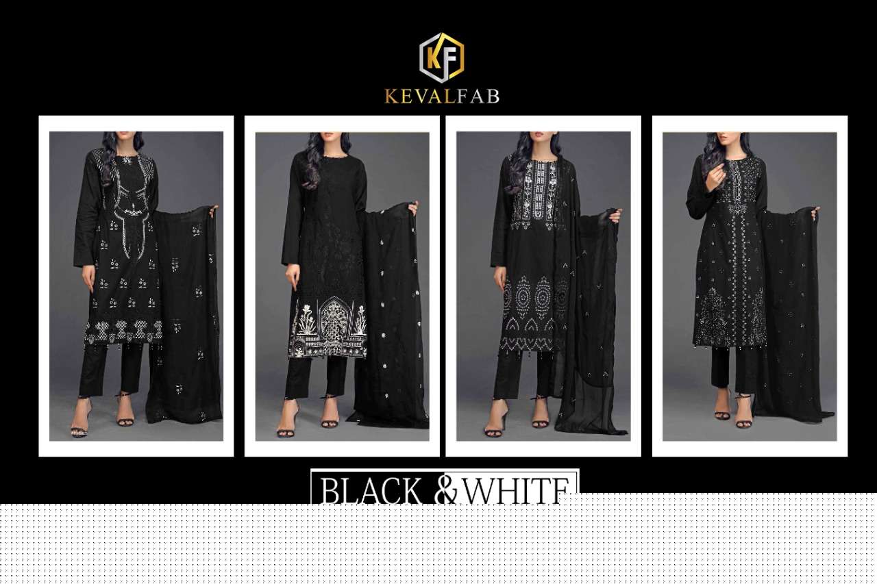 Black And White By Keval Fab 1151 To 1154 Series Beautiful Suits Colorful Stylish Fancy Casual Wear & Ethnic Wear Viscose Lurex Foil Print Dresses At Wholesale Price