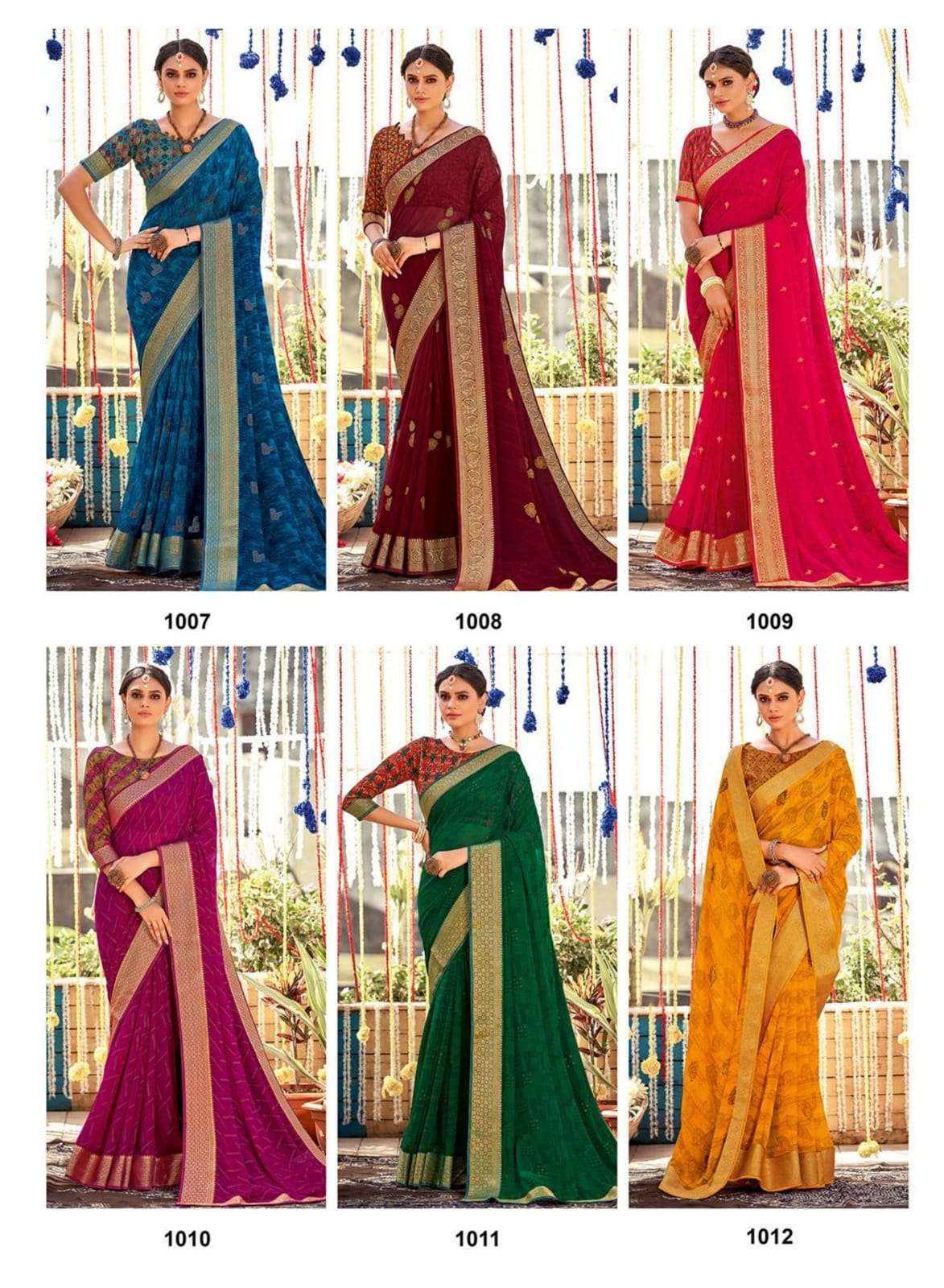 ROSHNI BY AMARSATH PRINTS 1001 TO 1012 SERIES INDIAN TRADITIONAL WEAR COLLECTION BEAUTIFUL STYLISH FANCY COLORFUL PARTY WEAR & OCCASIONAL WEAR GEORGETTE SAREES AT WHOLESALE PRICE