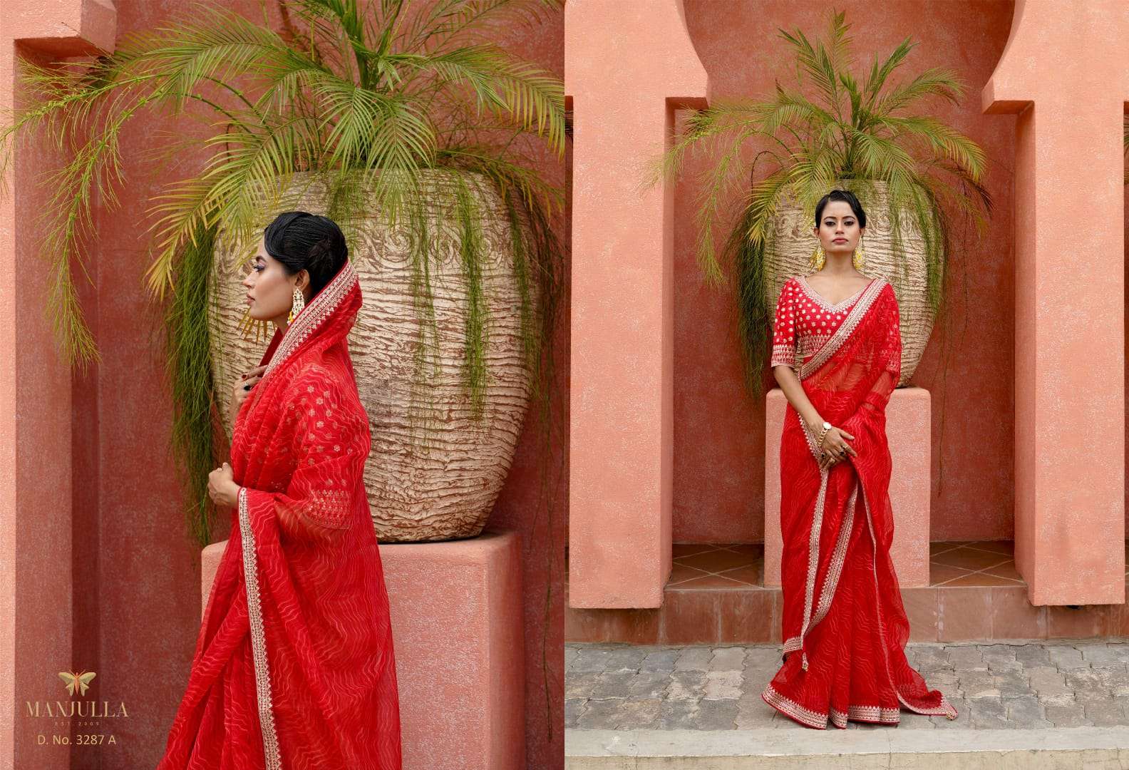 KARIGIRI BY MANJULA 3287-A TO 3287-E SERIES INDIAN TRADITIONAL WEAR COLLECTION BEAUTIFUL STYLISH FANCY COLORFUL PARTY WEAR & OCCASIONAL WEAR ORGANZA SAREES AT WHOLESALE PRICE
