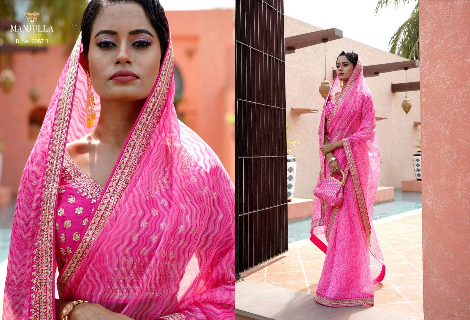 KARIGIRI BY MANJULA 3287-A TO 3287-E SERIES INDIAN TRADITIONAL WEAR COLLECTION BEAUTIFUL STYLISH FANCY COLORFUL PARTY WEAR & OCCASIONAL WEAR ORGANZA SAREES AT WHOLESALE PRICE