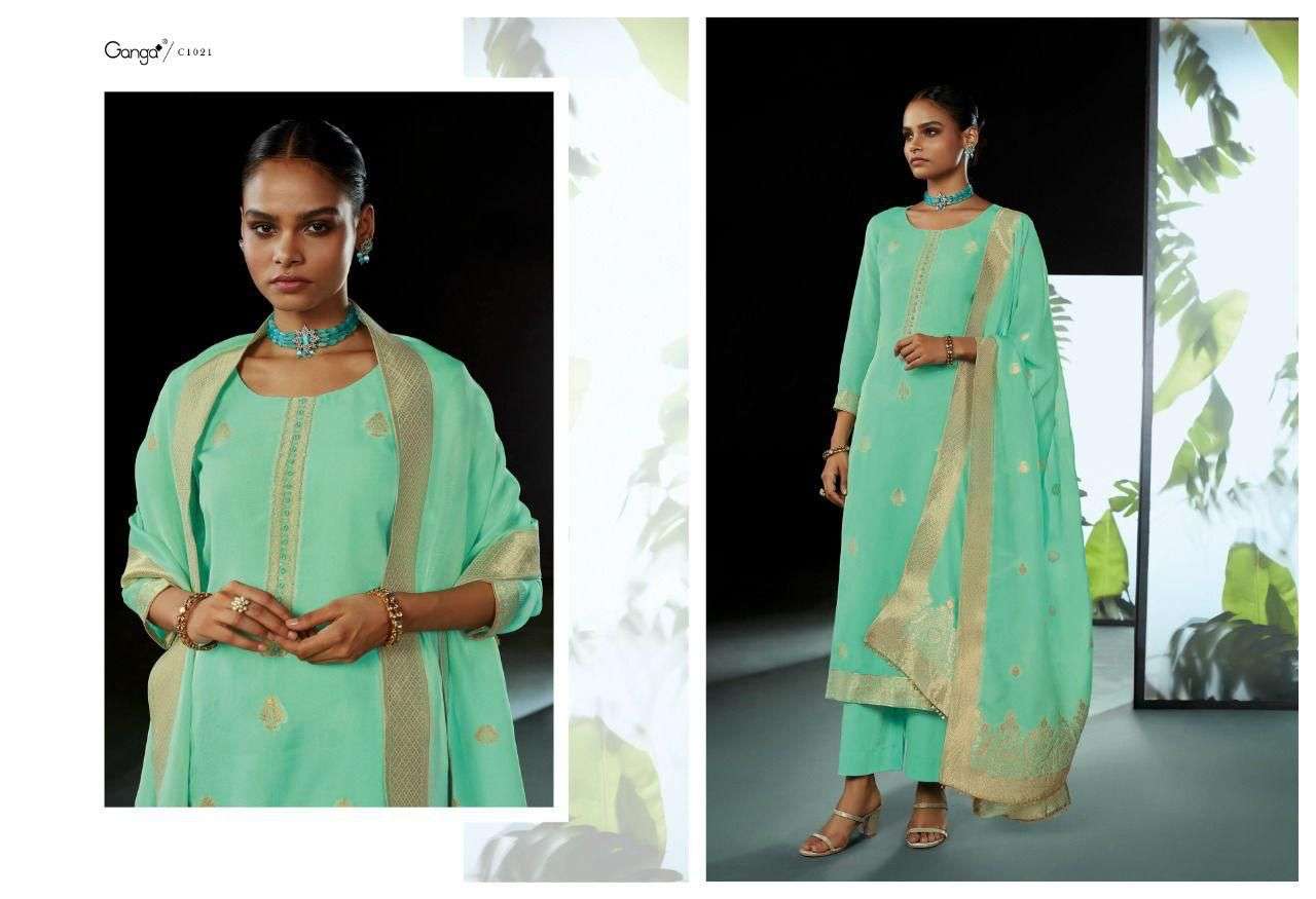 PRAKAMA BY GANGA FASHION 1020 TO 1025 SERIES BEAUTIFUL SUITS COLORFUL STYLISH FANCY CASUAL WEAR & ETHNIC WEAR ORGANZA JACQUARD DRESSES AT WHOLESALE PRICE