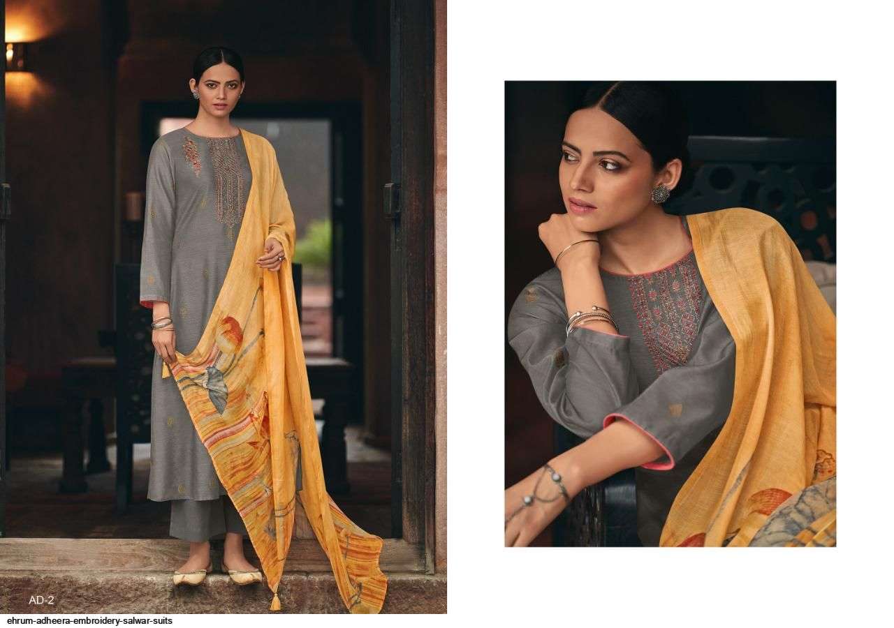 ADHEERA BY EHRUM 01 TO 06 SERIES BEAUTIFUL SUITS COLORFUL STYLISH FANCY CASUAL WEAR & ETHNIC WEAR KORA WEAVING DRESSES AT WHOLESALE PRICE