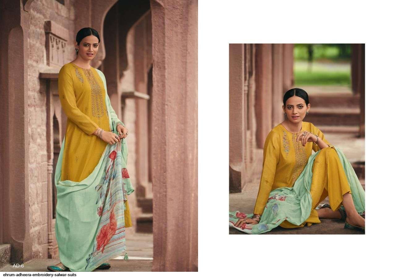 ADHEERA BY EHRUM 01 TO 06 SERIES BEAUTIFUL SUITS COLORFUL STYLISH FANCY CASUAL WEAR & ETHNIC WEAR KORA WEAVING DRESSES AT WHOLESALE PRICE