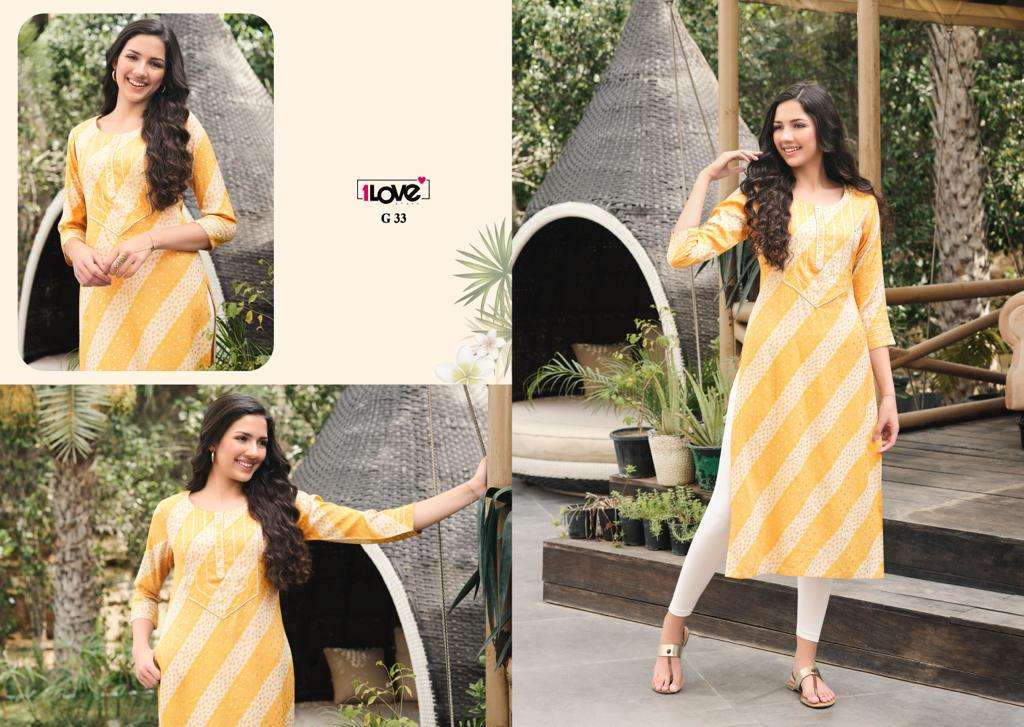 GOLD VOL-3 BY 1 LOVE 31 TO 38 SERIES DESIGNER STYLISH FANCY COLORFUL BEAUTIFUL PARTY WEAR & ETHNIC WEAR COLLECTION PREMIUM RAYON KURTIS AT WHOLESALE PRICE