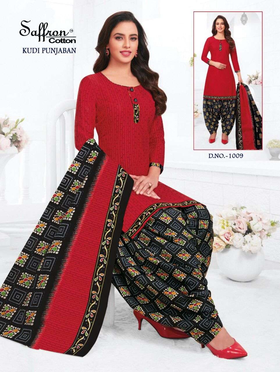 KUDI PUNJABAN BY SAFFRON COTTON 1001 TO 1012 SERIES BEAUTIFUL SUITS COLORFUL STYLISH FANCY CASUAL WEAR & ETHNIC WEAR INDO COTTON DRESSES AT WHOLESALE PRICE