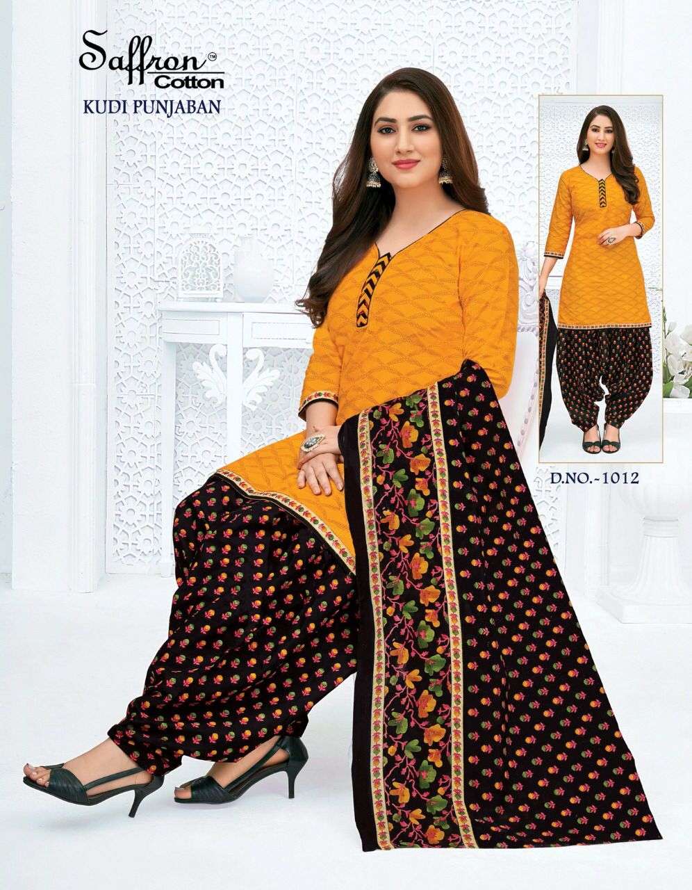 KUDI PUNJABAN BY SAFFRON COTTON 1001 TO 1012 SERIES BEAUTIFUL SUITS COLORFUL STYLISH FANCY CASUAL WEAR & ETHNIC WEAR INDO COTTON DRESSES AT WHOLESALE PRICE