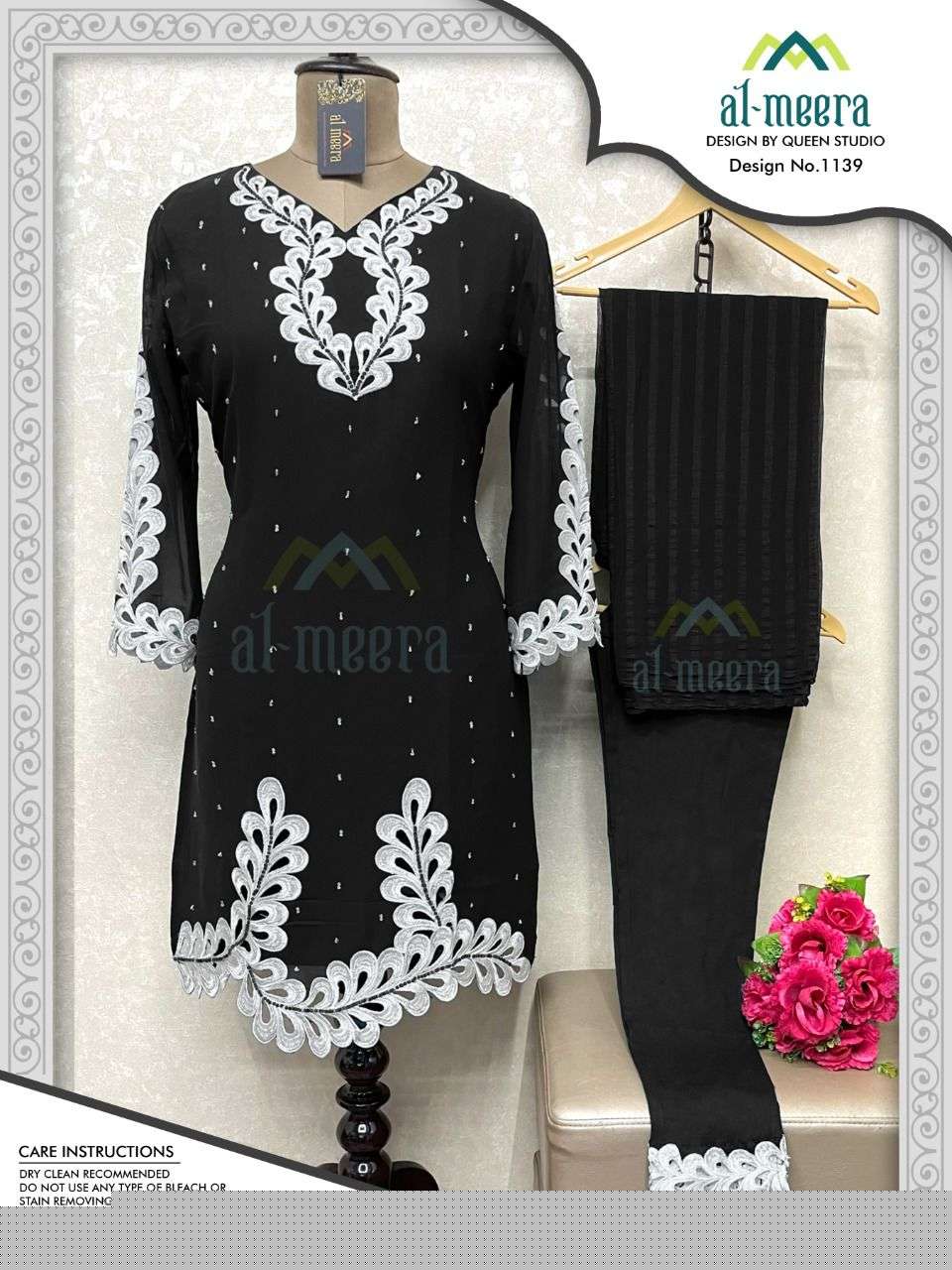 AL-MEERA HIT DESIGN 1139 COLOURS VOL-2 BY AL-MEERA 1139-D TO 1139-G SERIES BEAUTIFUL PAKISTANI SUITS COLORFUL STYLISH FANCY CASUAL WEAR & ETHNIC WEAR FAUX GEORGETTE DRESSES AT WHOLESALE PRICE